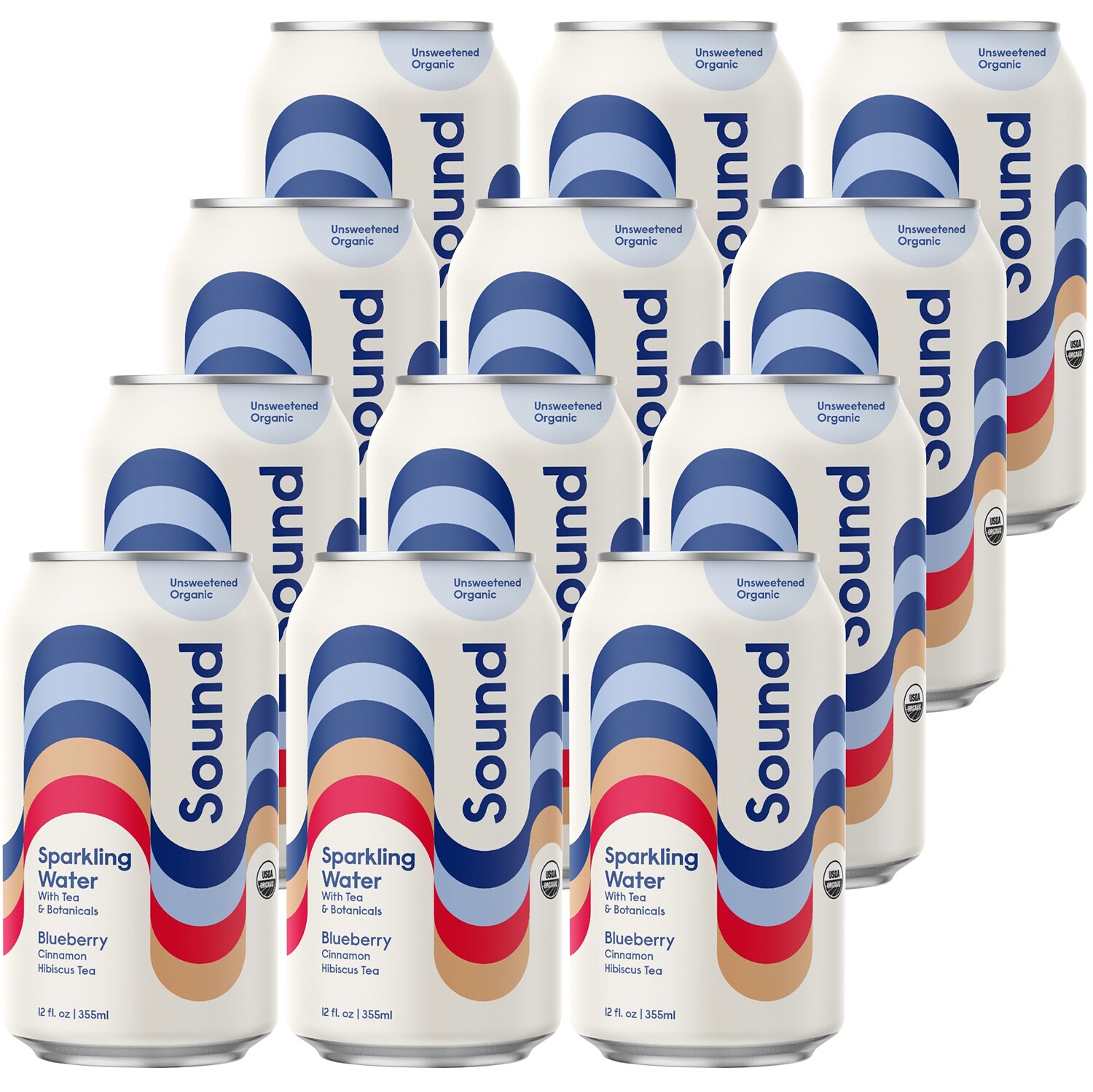 Sound Sparkling Water, Blueberry with Cinnamon & Hibiscus Tea, Cans