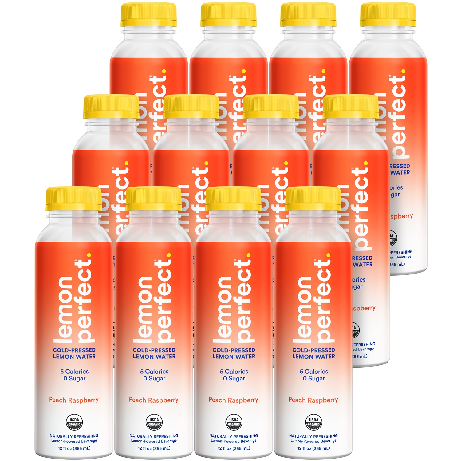 Lemon Perfect Cold-Pressed Lemon Water, Peach Raspberry, Plastic Bottles