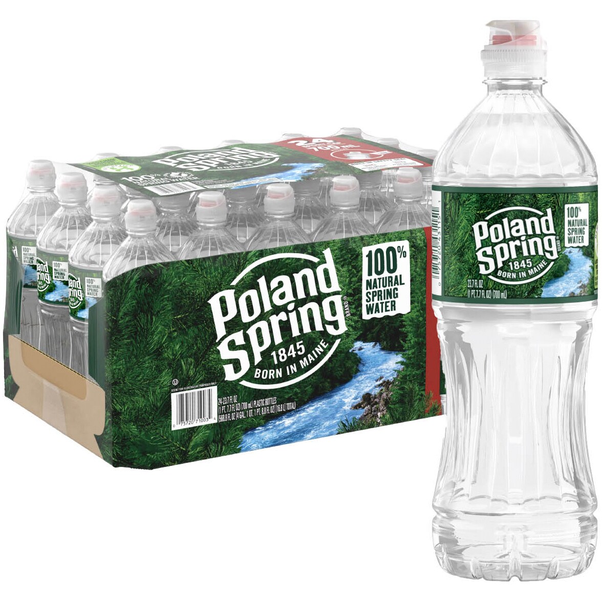 Poland Spring 100% Natural Spring Water, Sport Cap Plastic Bottles