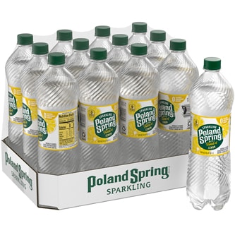 Poland Spring Sparkling Natural Spring Water, Lemon, Plastic Bottles