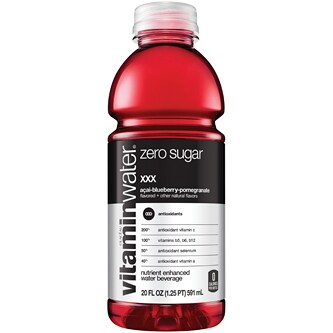vitaminwater zero sugar nutrient enhanced water beverage, xxx (açai-blueberry-pomegranate), Plastic Bottle