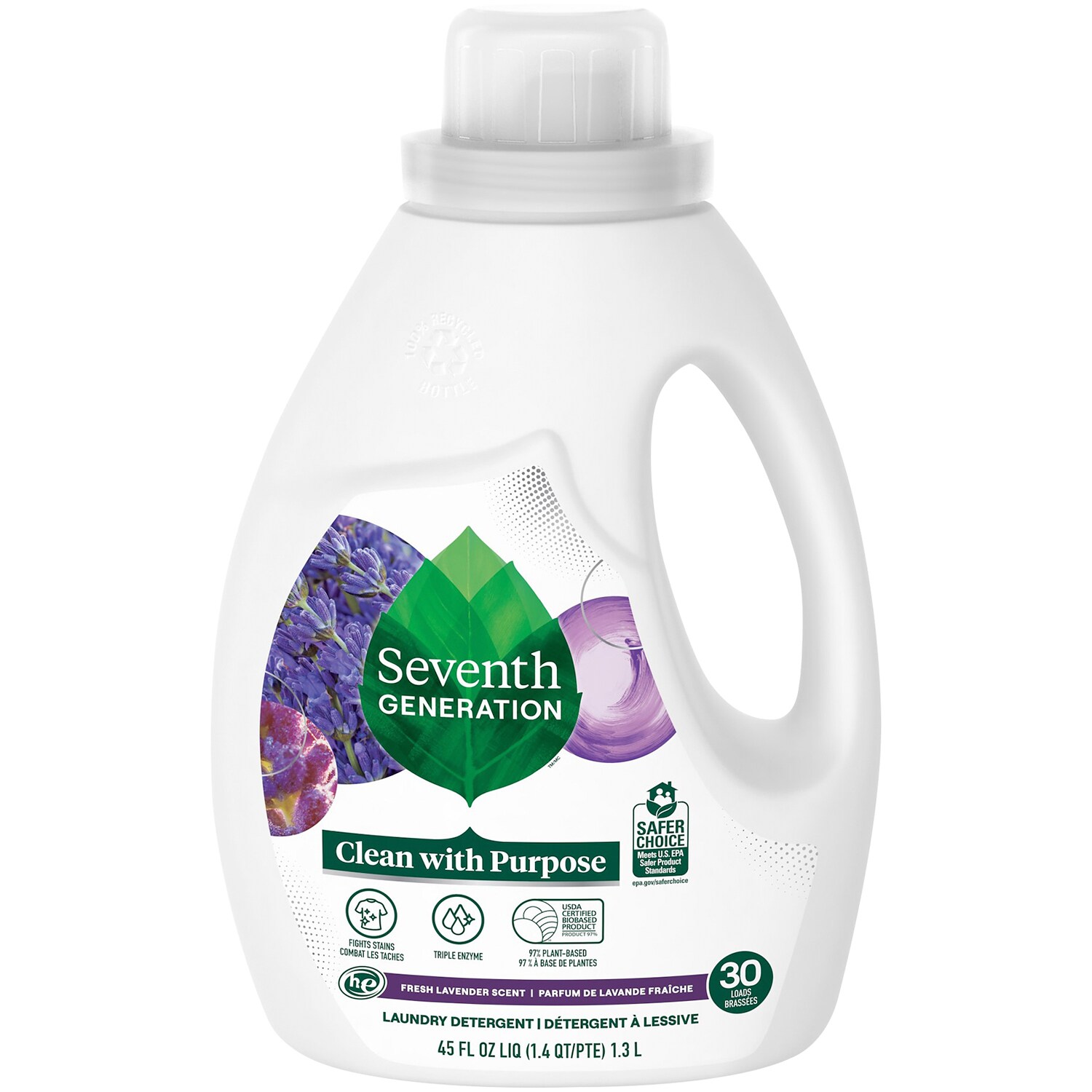 Seventh Generation Natural Liquid Laundry Detergent HE, 2X Concentrated, Lavender and Blue Eucalyptus