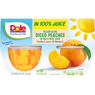 Dole Fruit Bowls, Diced Peaches in 100% Fruit Juice