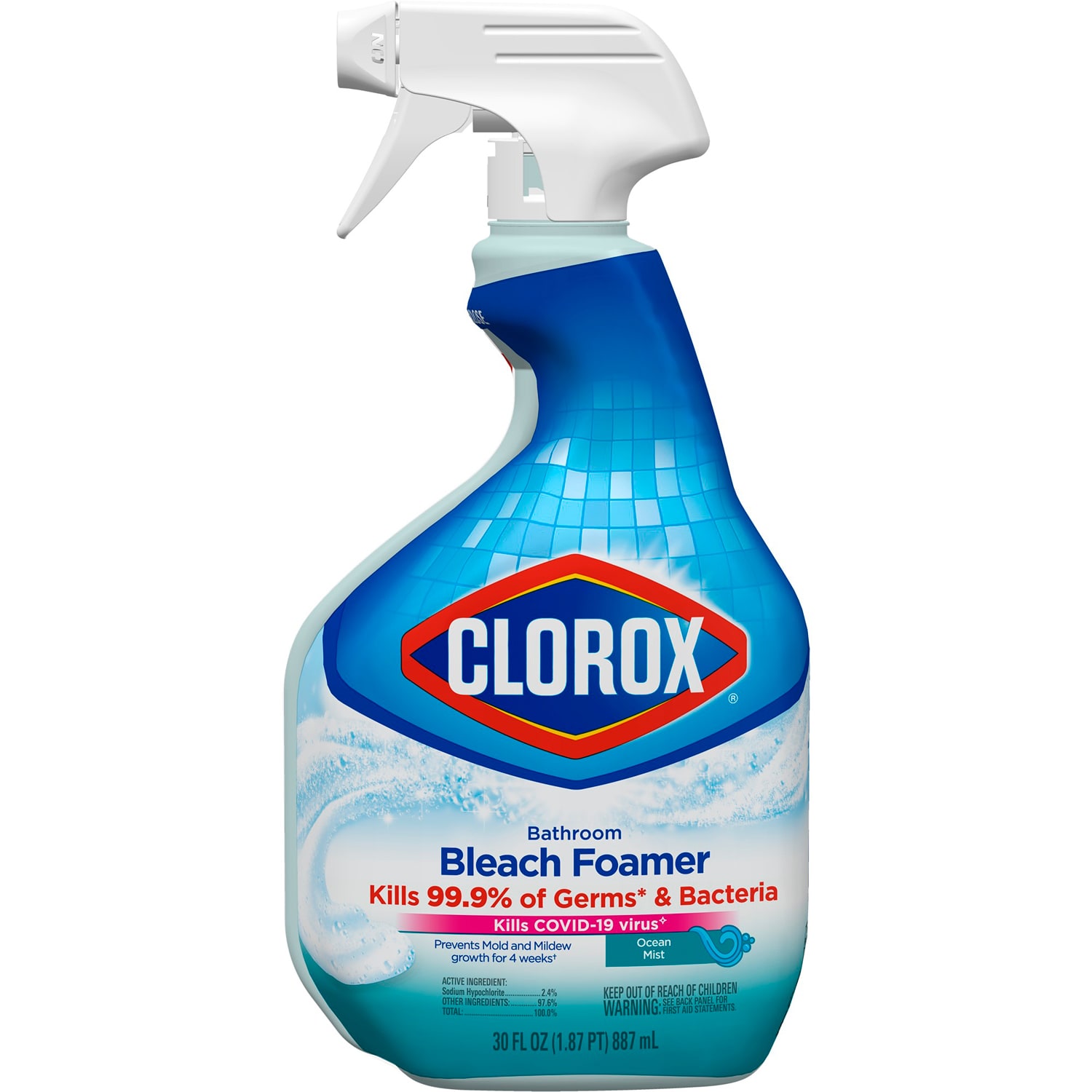 Clorox Bathroom Foamer with Bleach Spray Bottle, Ocean Mist