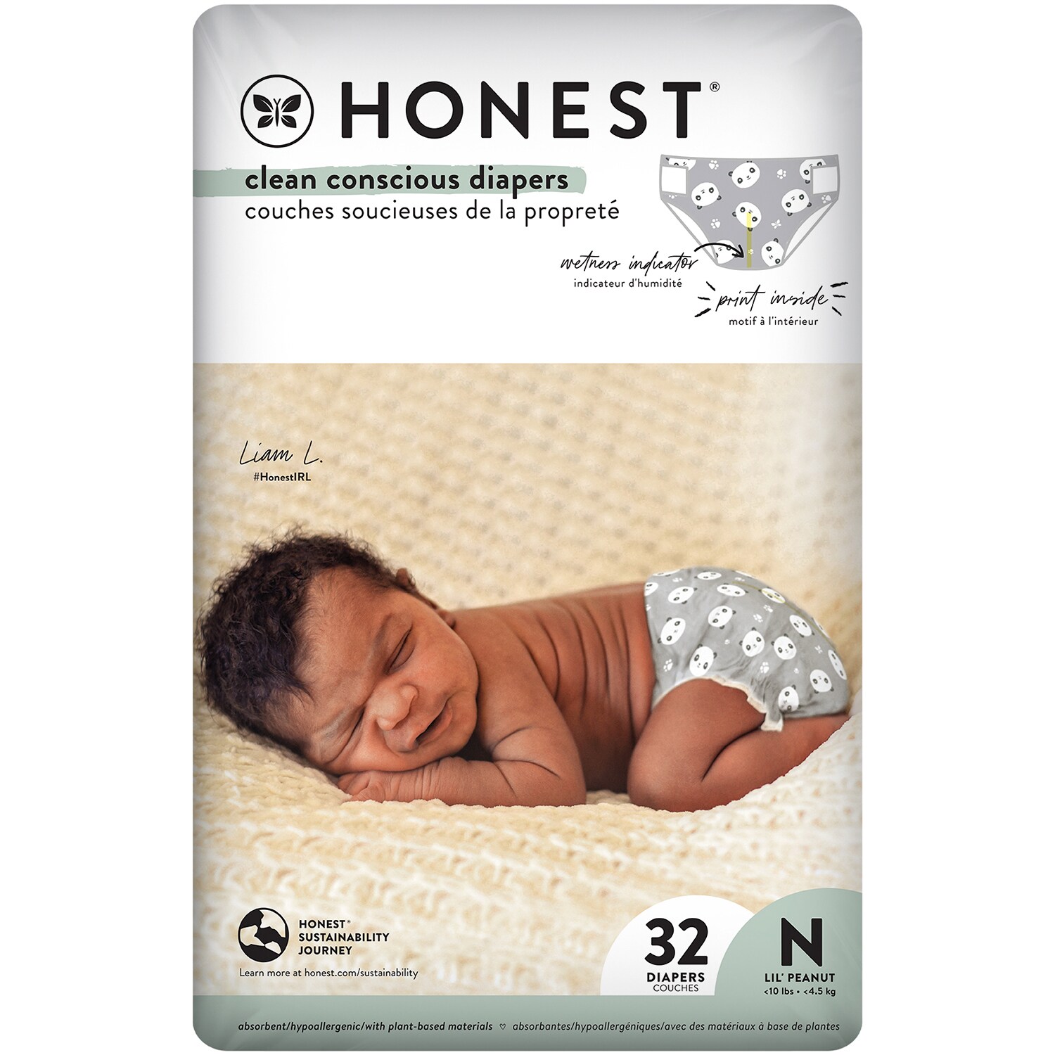 The Honest Company Diapers, Pandas, Newborn, Up to 10lb