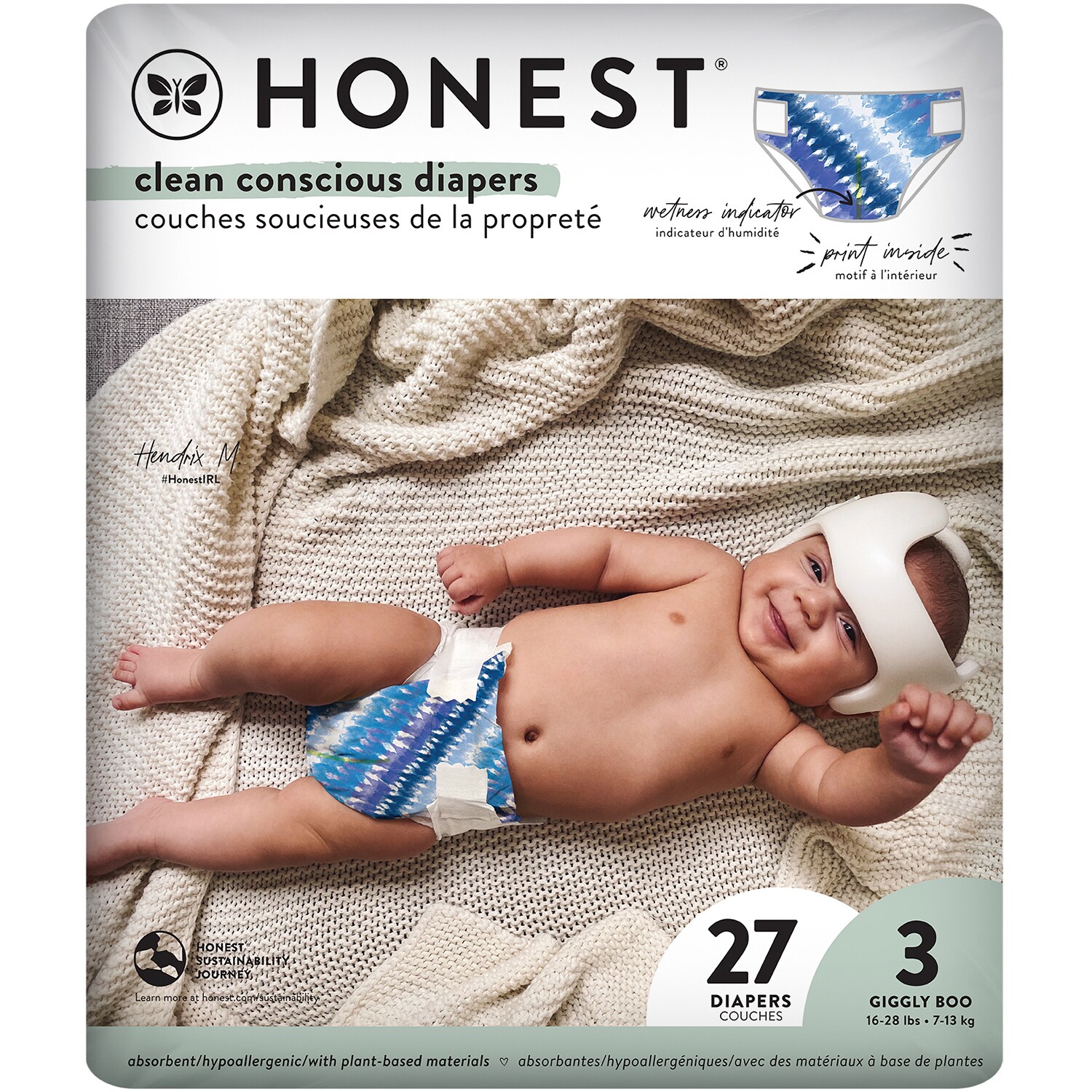 The Honest Company Diapers, Tie Dye For, Size 3