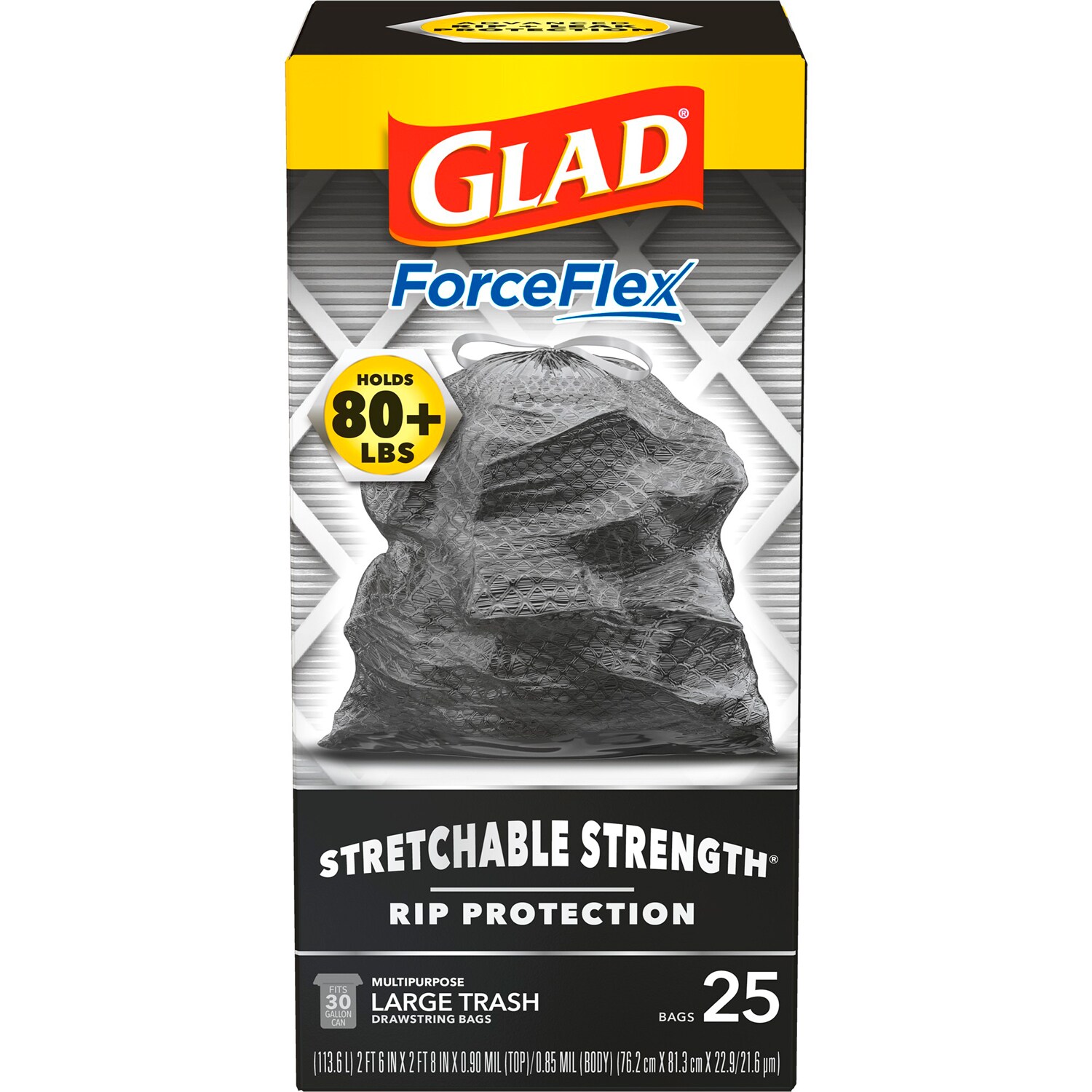 Glad ForceFlex Heavy Duty Large Drawstring Trash Bags, 30 Gallon