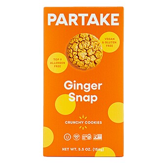 Partake Vegan & Gluten Free Crunchy Cookies, Ginger Snap