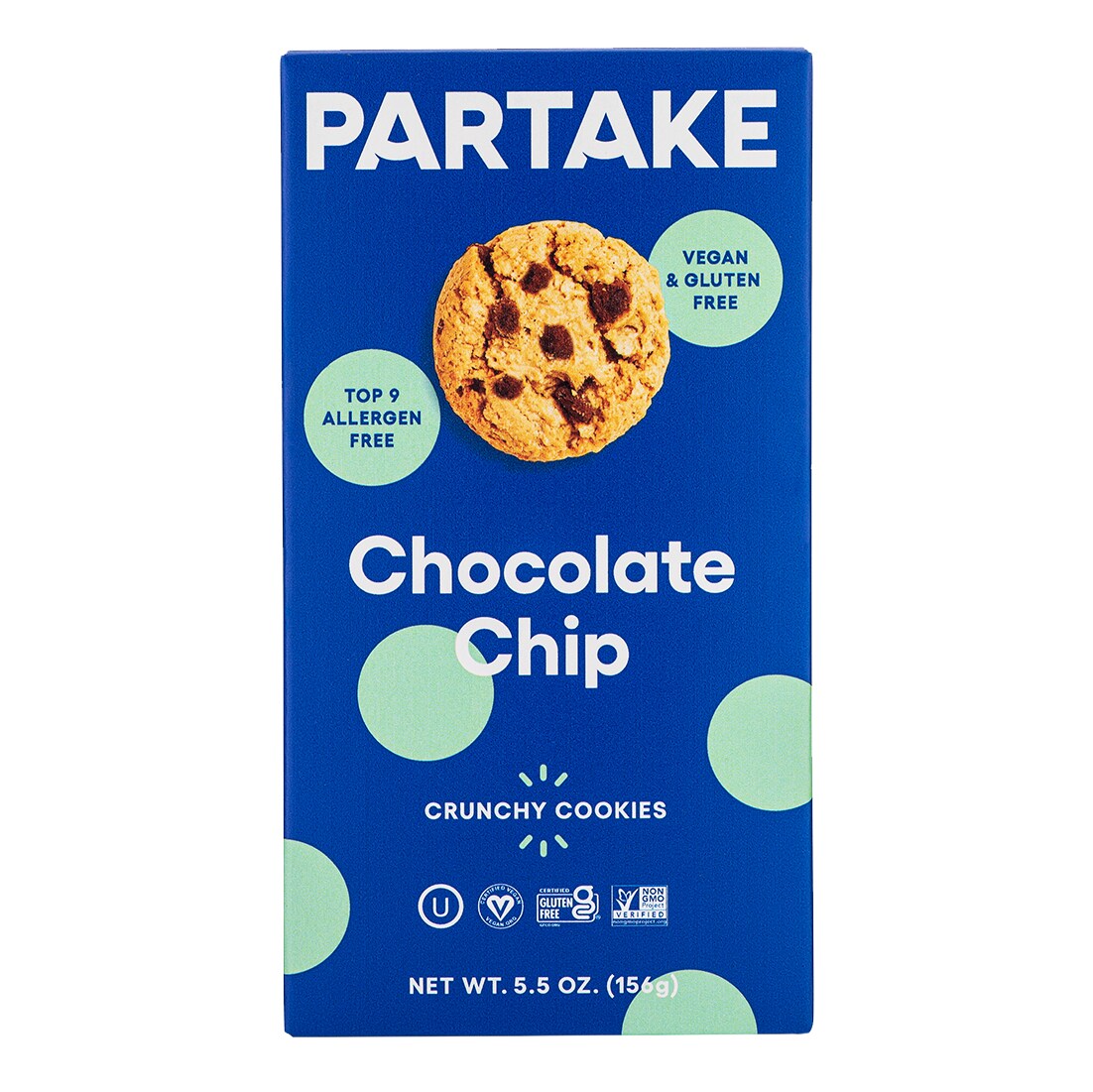 Partake Vegan & Gluten Free Crunchy Cookies, Chocolate Chip