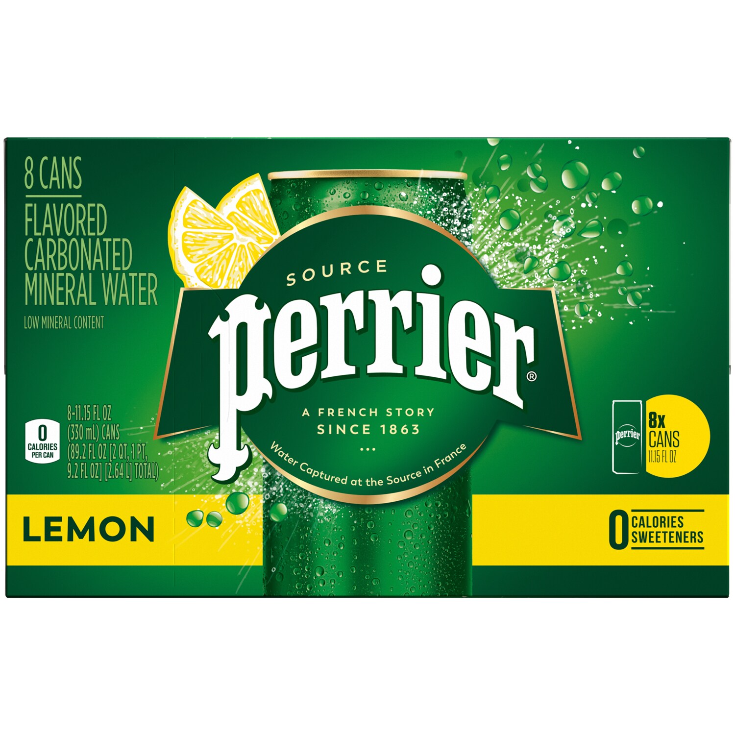 Perrier Flavored Carbonated Mineral Water, Lemon, Cans