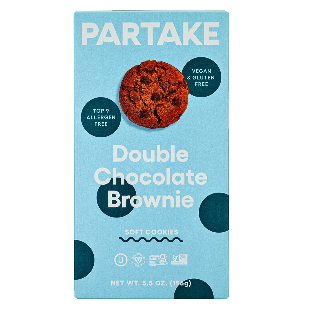 Partake Vegan & Gluten Free Soft Baked Cookies, Double Chocolate Brownie