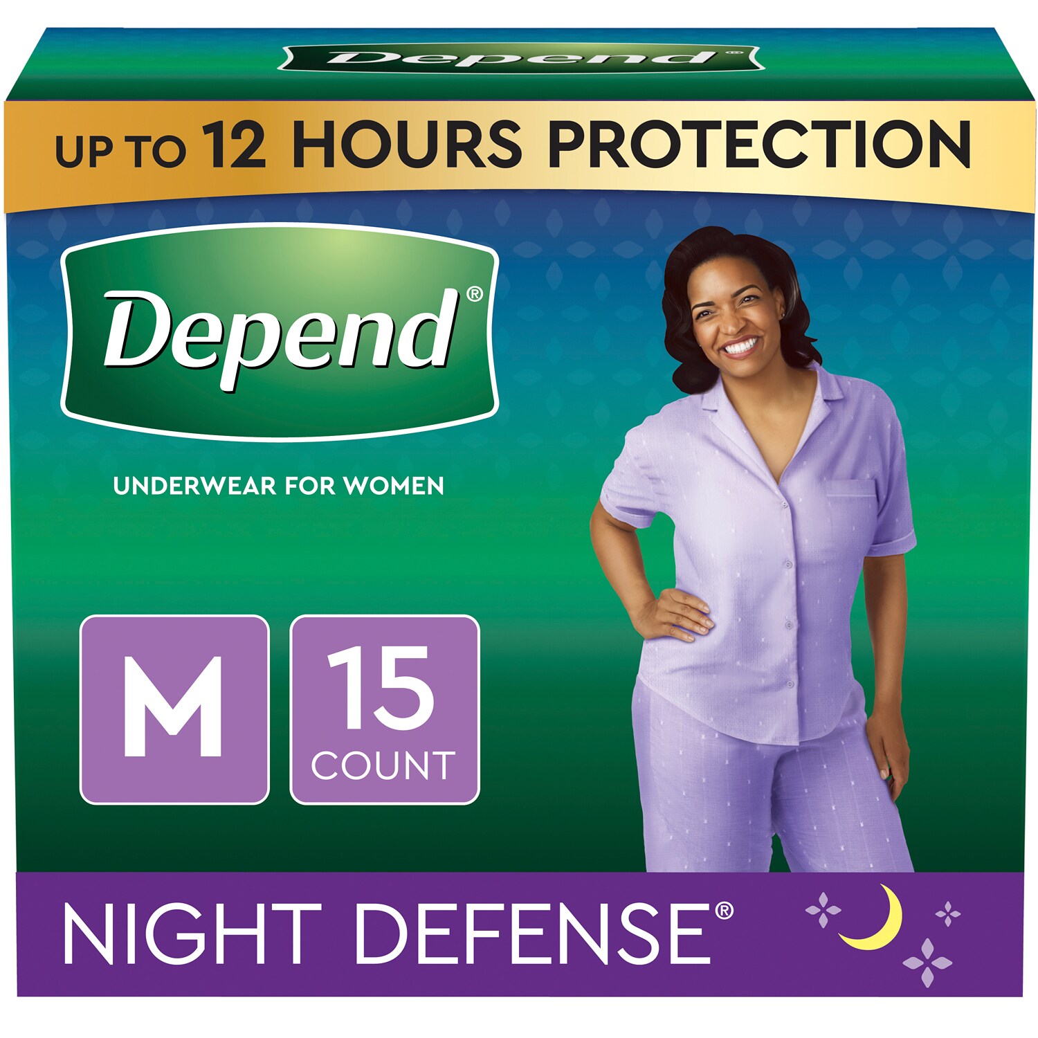 Depend Night Defense Underwear for Women, Medium Size