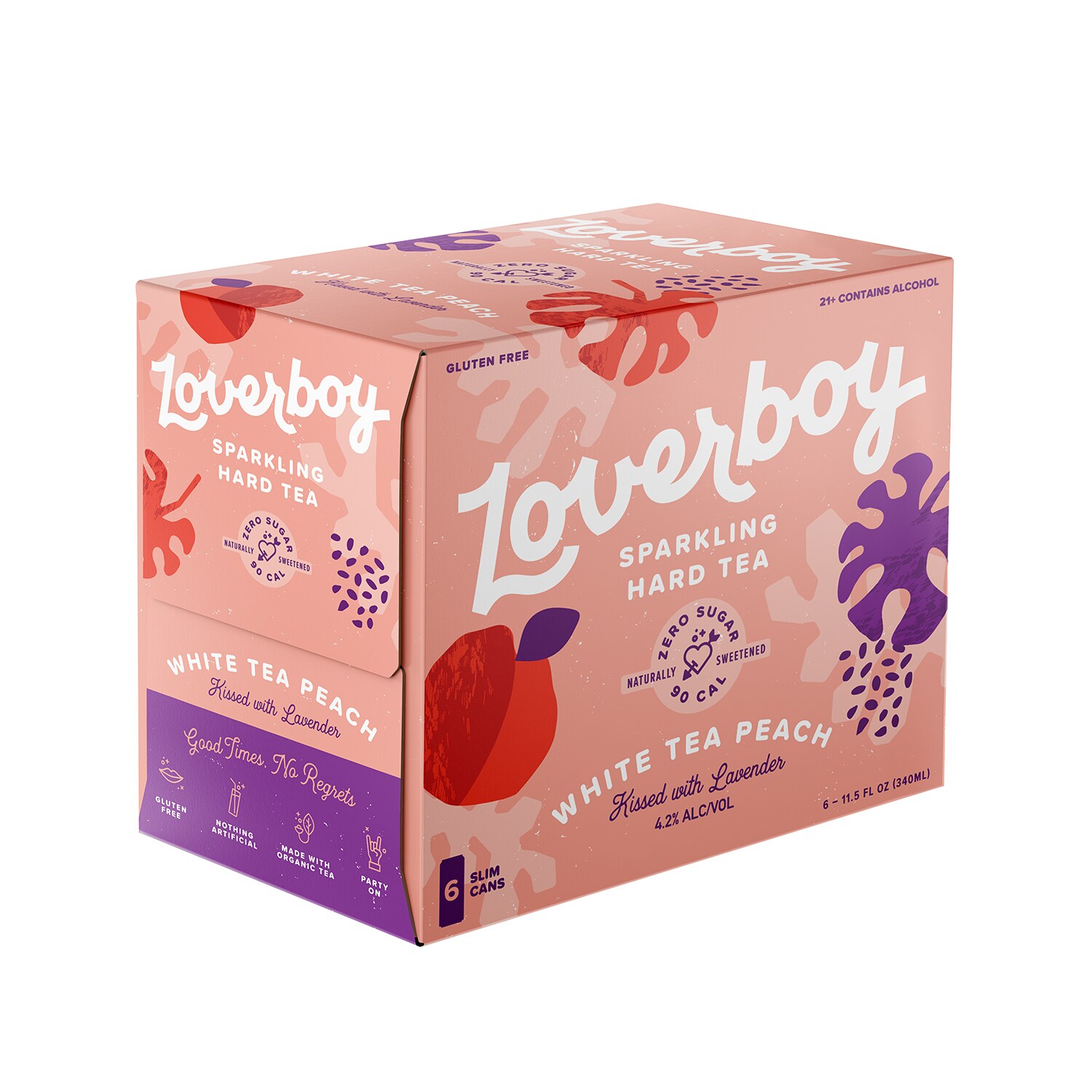 Loverboy Sparkling Hard Tea, White Tea Peach, Cans