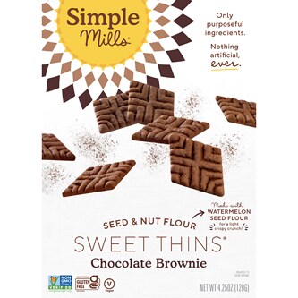Simple Mills Seed & Nut Flour Sweet Thins, Chocolate Brownie
