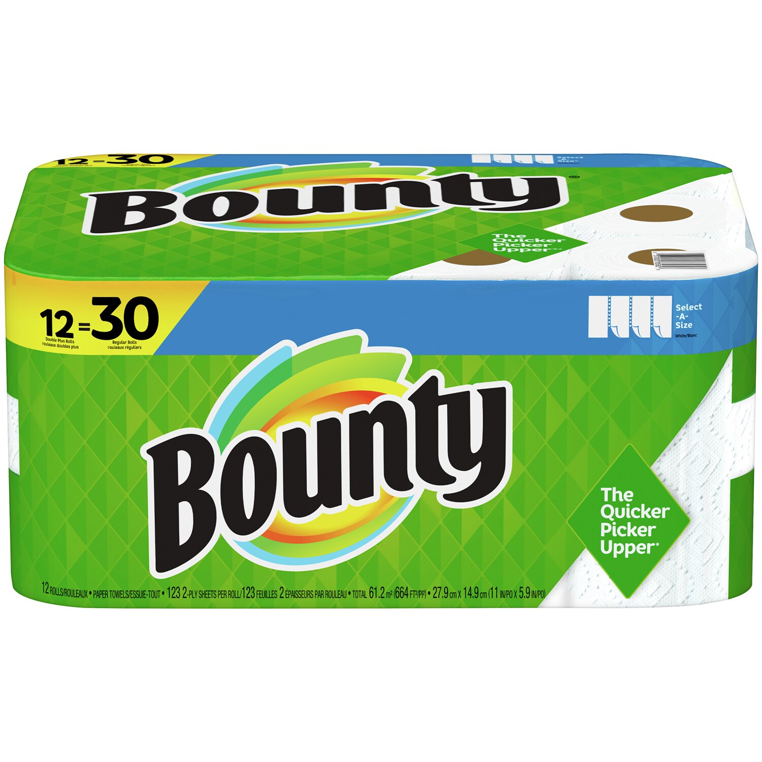 Bounty 2-Ply Doubles Plus Paper Towels, Select-a-Size