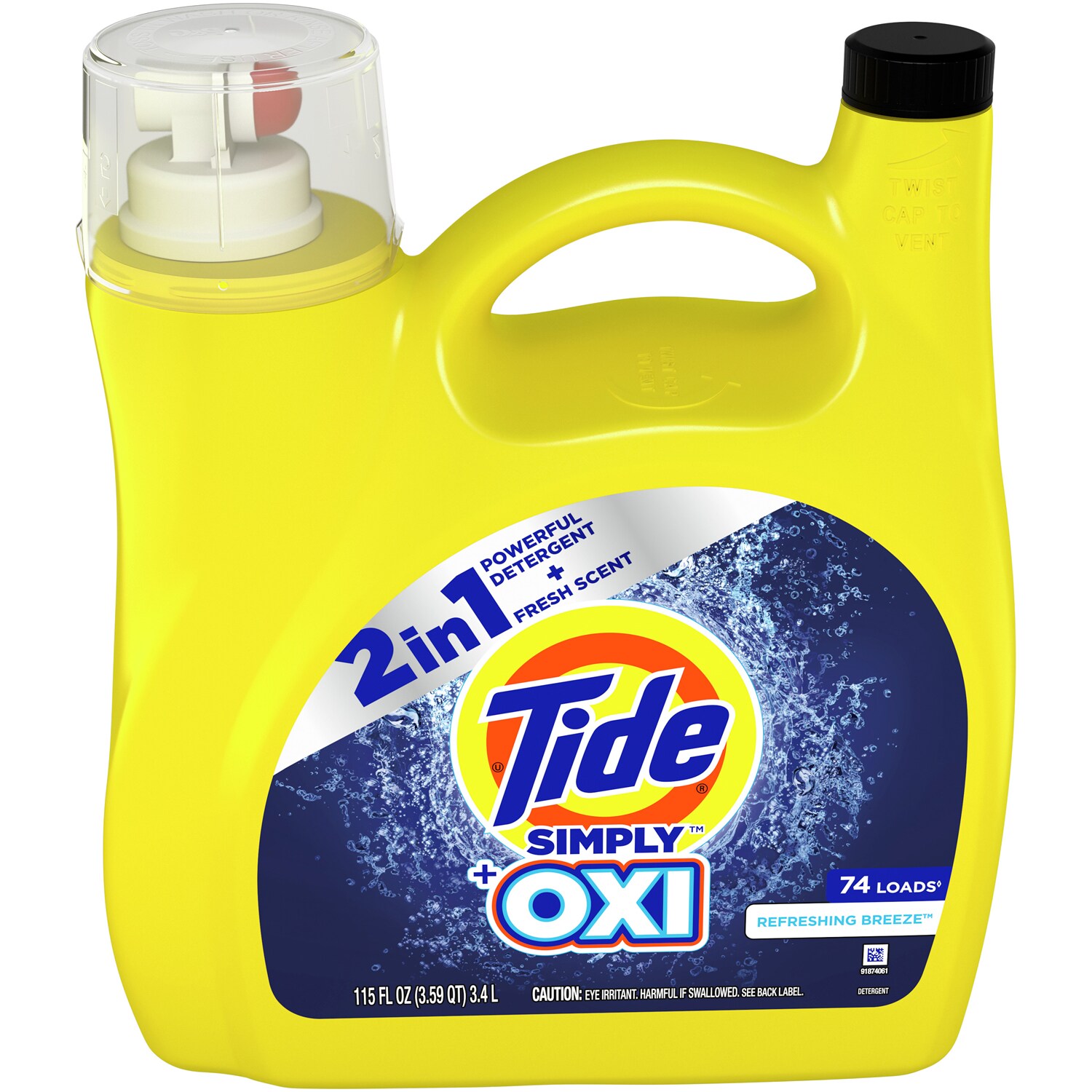 Tide Simply + Oxi Liquid Laundry Detergent, Refreshing Breeze