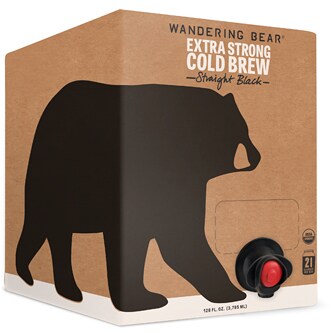 Wandering Bear Organic Extra Strong Cold Brew Coffee, Straight Black, Carton