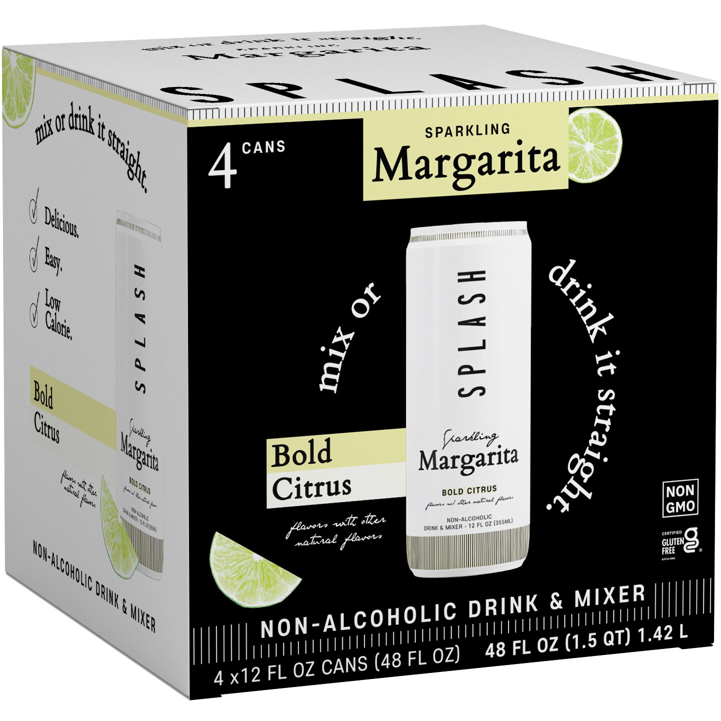 Splash Sparkling Margarita, Bold Citrus + Organic Blue Agave, Cans