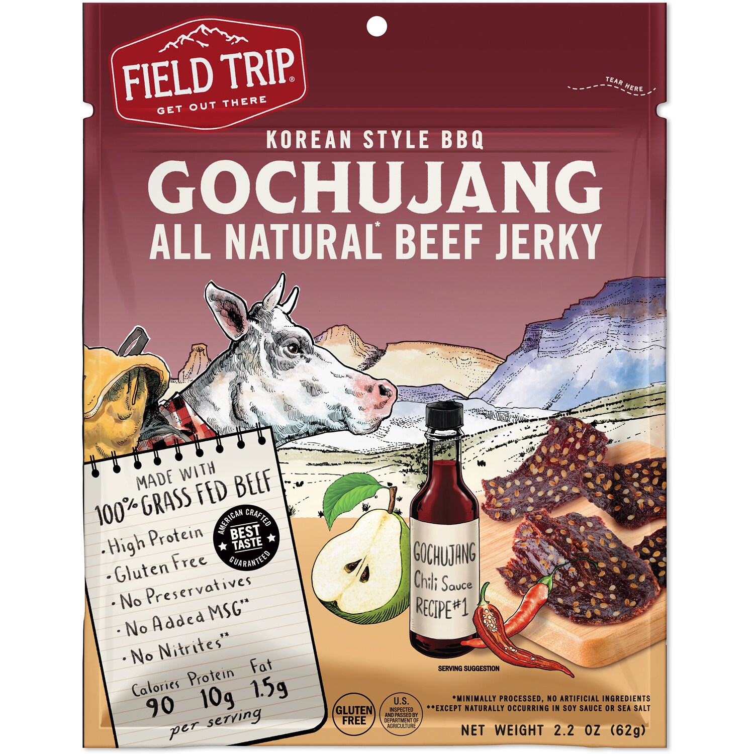 Field Trip All Natural Grass-Fed Beef Jerky, Gochujang Korean Style BBQ