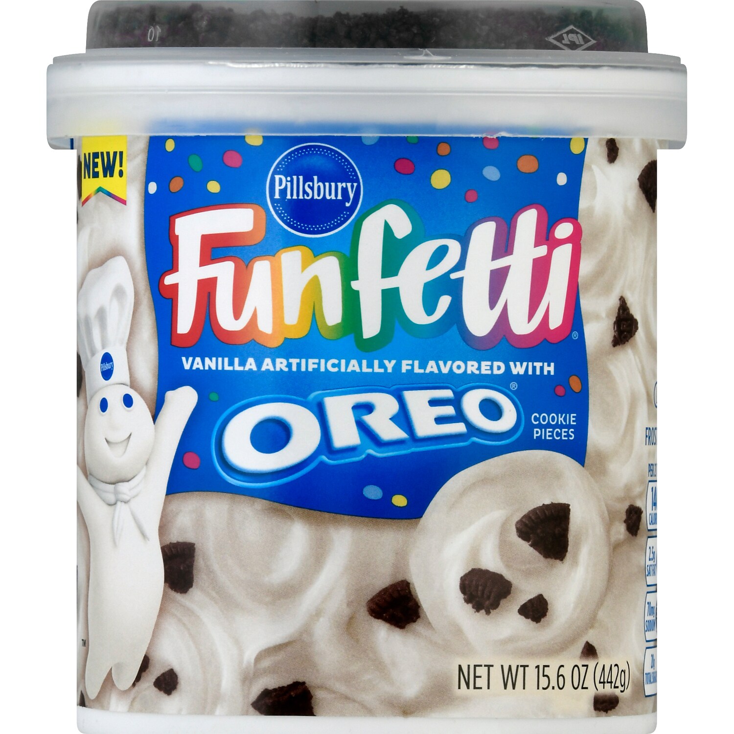 Pillsbury Frosting, Funfetti Vanilla with Oreo Cookie Pieces