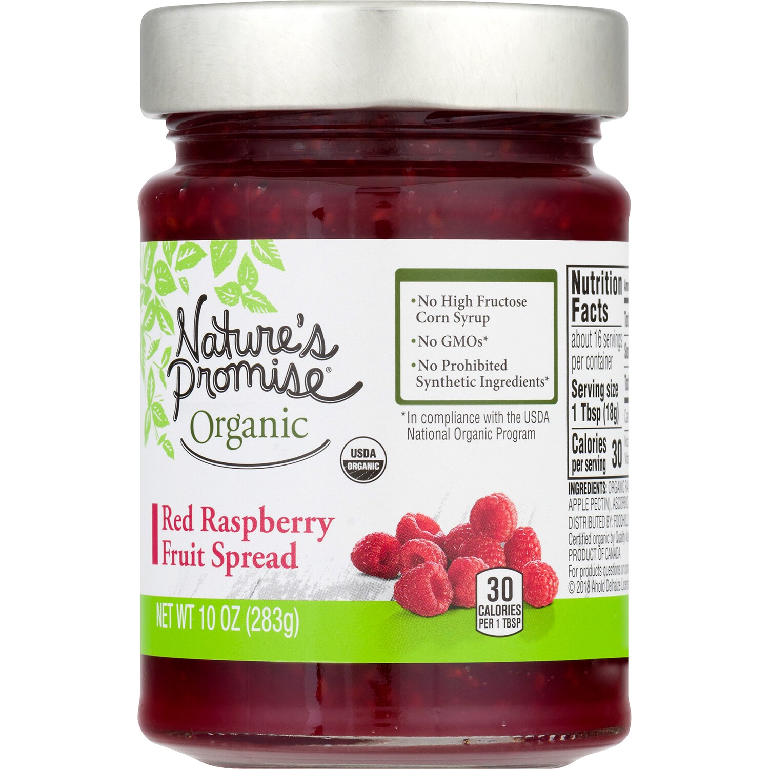 Nature's Promise Organic Fruit Spread, Red Raspberry