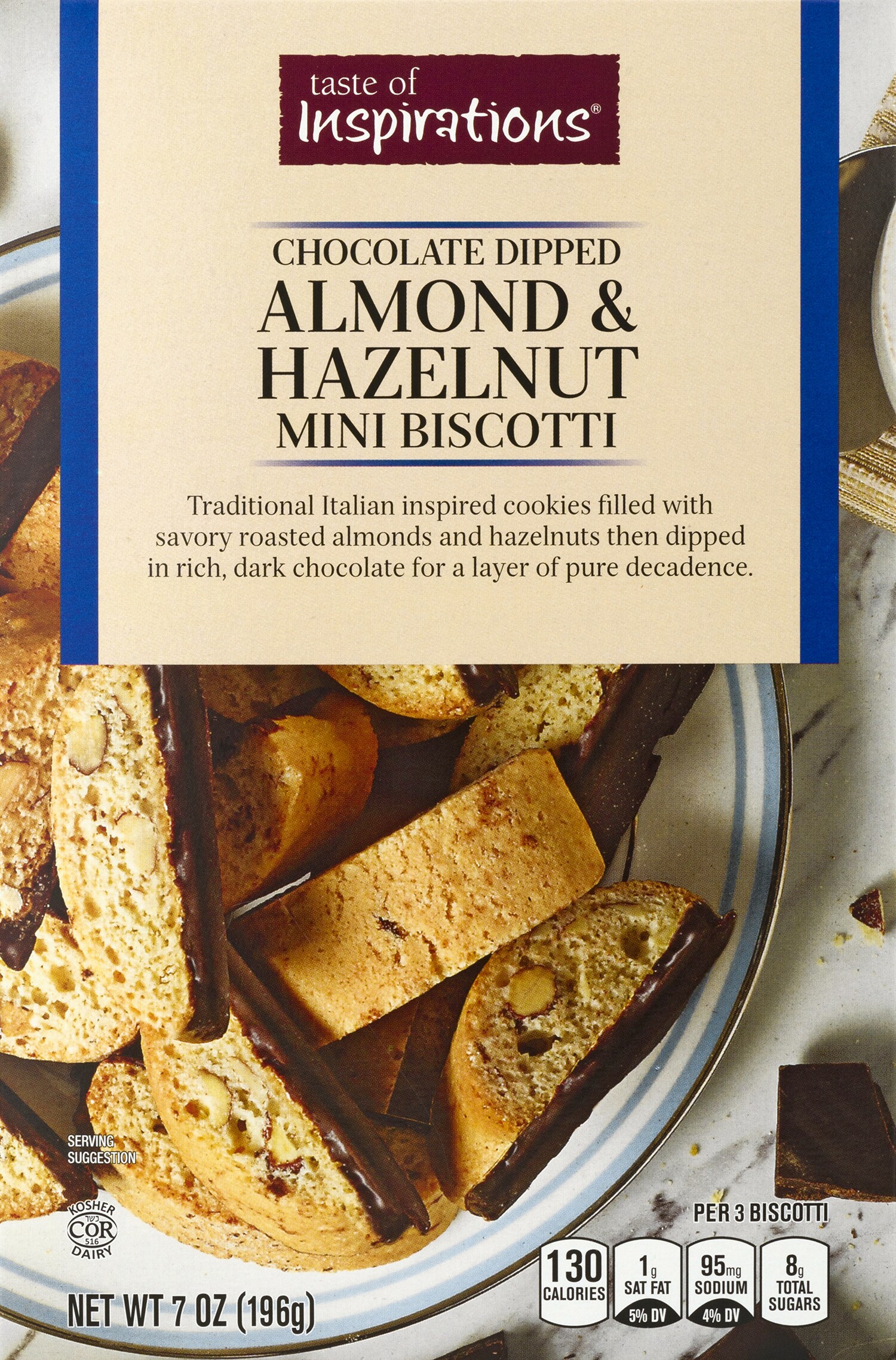 Taste of Inspirations Chocolate Dipped Mini Biscotti, Almond & Hazelnut