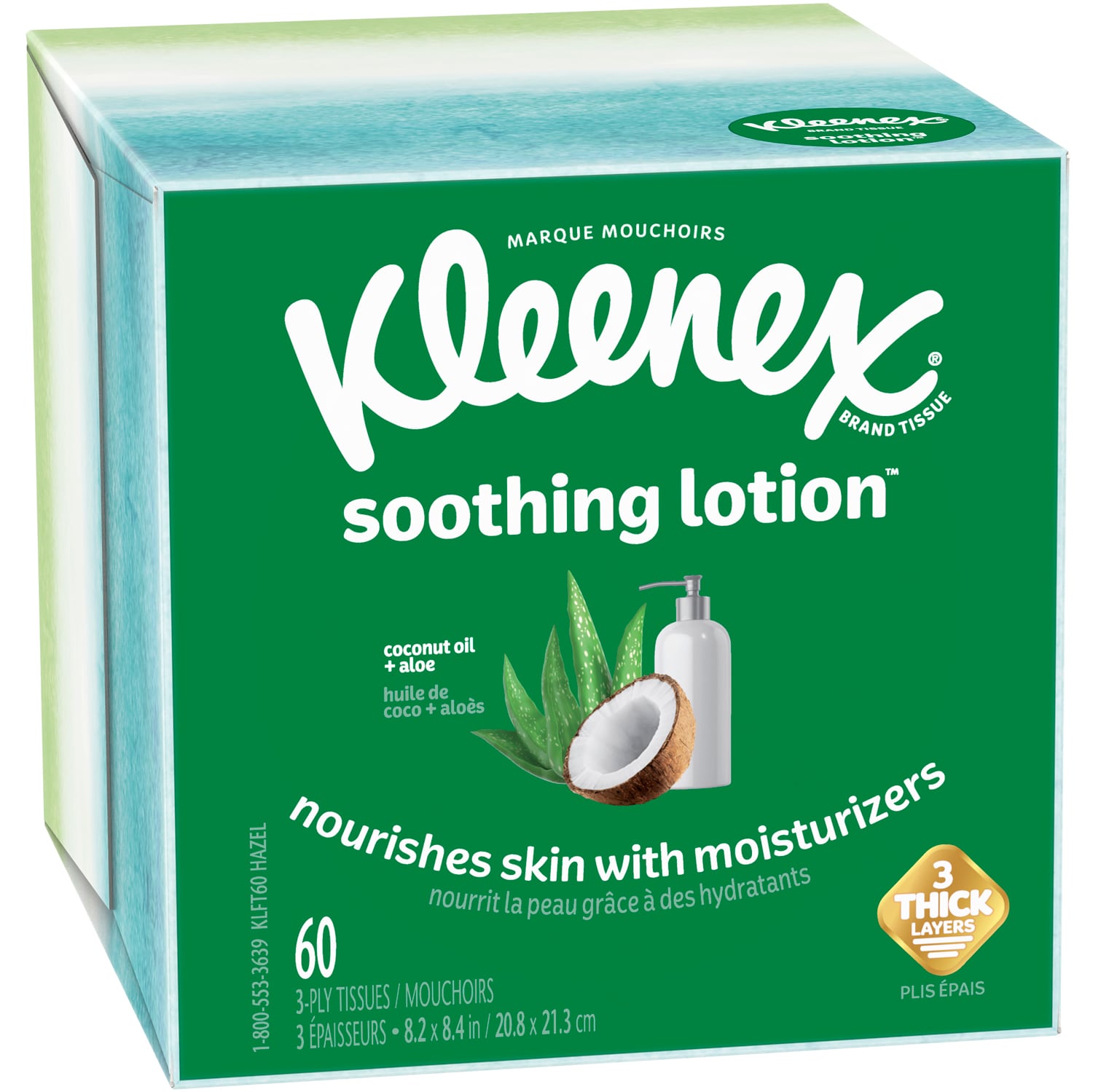 Kleenex 3-Ply Soothing Lotion Facial Tissues with Coconut Oil and Aloe