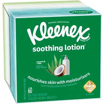Kleenex 3-Ply Soothing Lotion Facial Tissues with Coconut Oil and Aloe