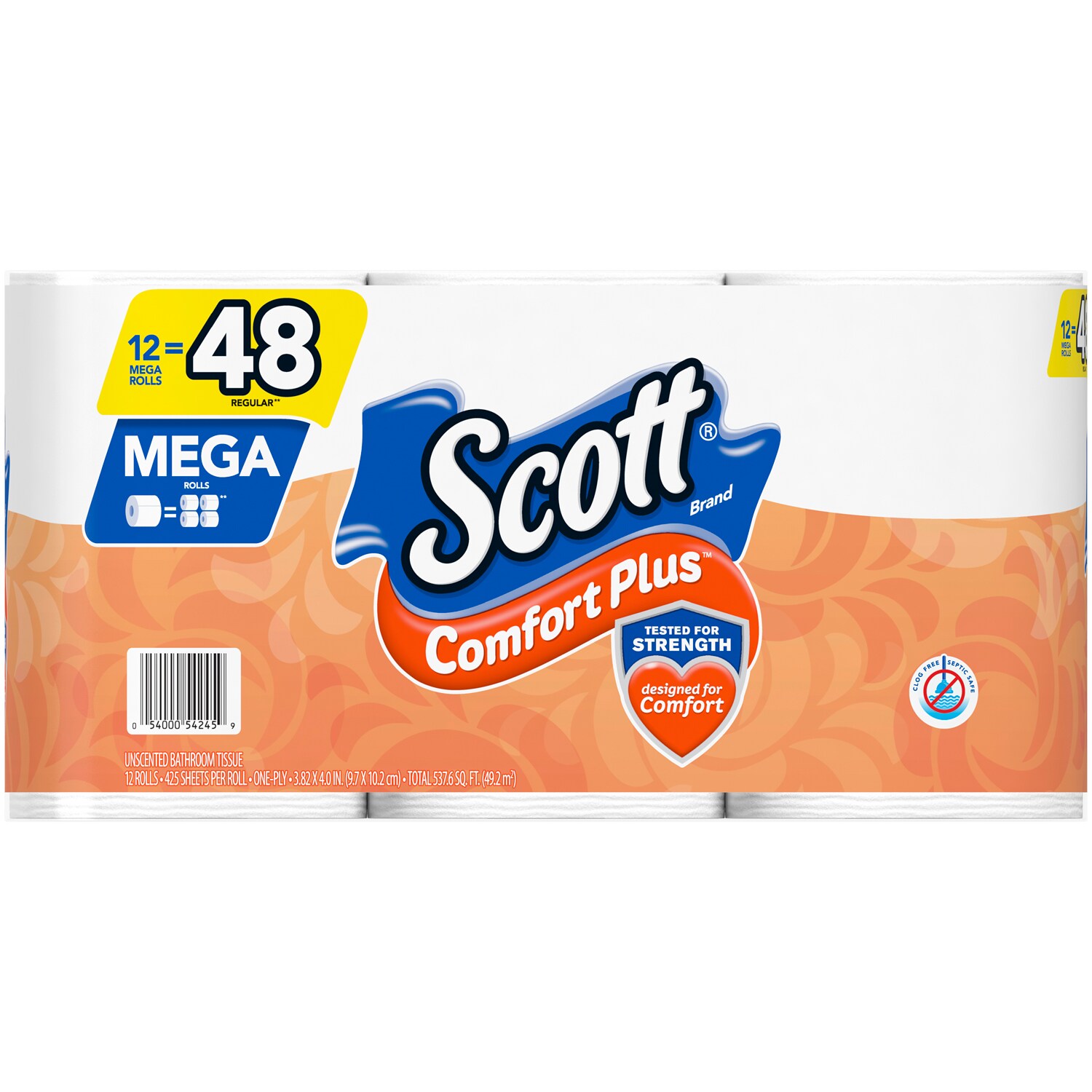 Scott Comfort Plus 1-Ply Bathroom Tissue, Mega Rolls