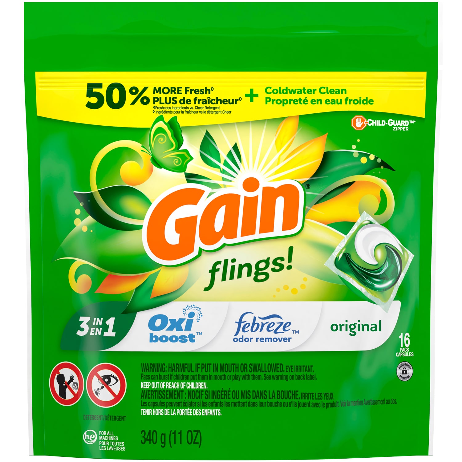 Gain Flings Laundry Detergent Pods, Original