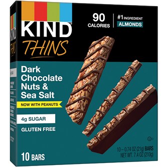 KIND Thins Gluten Free Bars, Dark Chocolate Nuts & Sea Salt with Peanuts