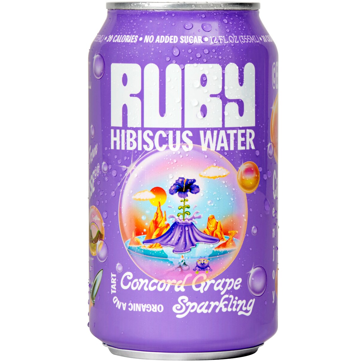 Ruby Organic Sparkling Hibiscus Water, Concord Grape, Can