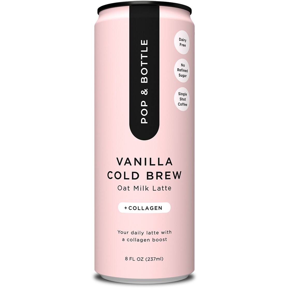 Pop & Bottle Oat Milk Latte, Vanilla Cold Brew, Can