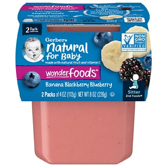 Gerber Natural for Baby 2nd Foods Banana, Blackberry, and Blueberry