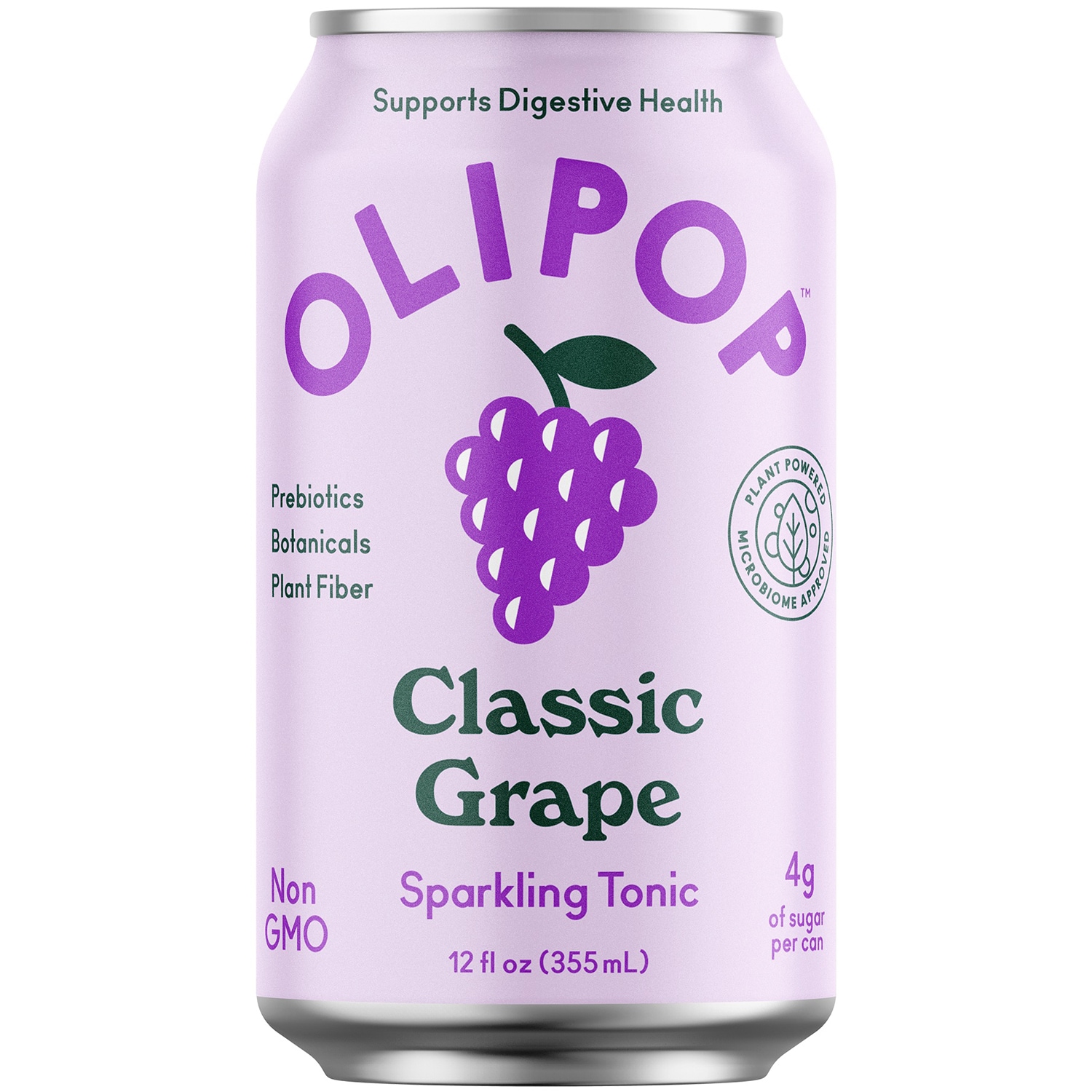 OLIPOP 9g Fiber Prebiotic Soda, Classic Grape, Can