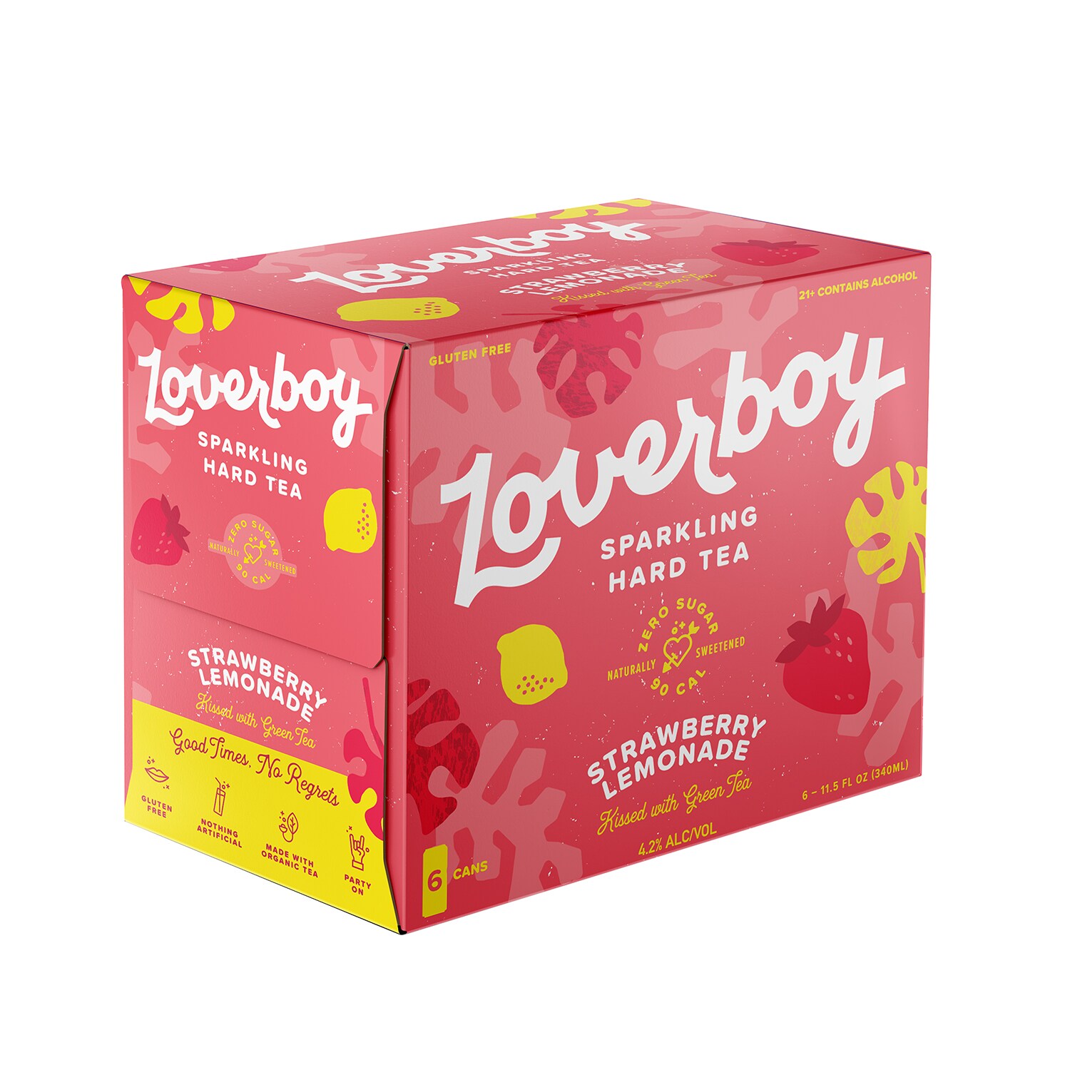 Loverboy Sparkling Hard Tea, Strawberry Lemonade, Cans