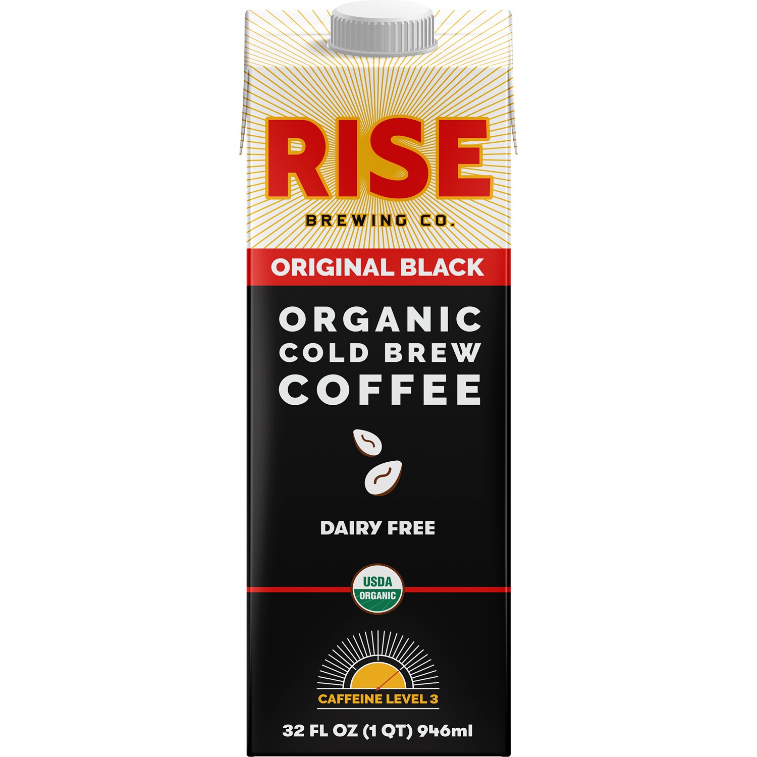 RISE Brewing Co. Organic Cold Brew Coffee, Original Black, Carton