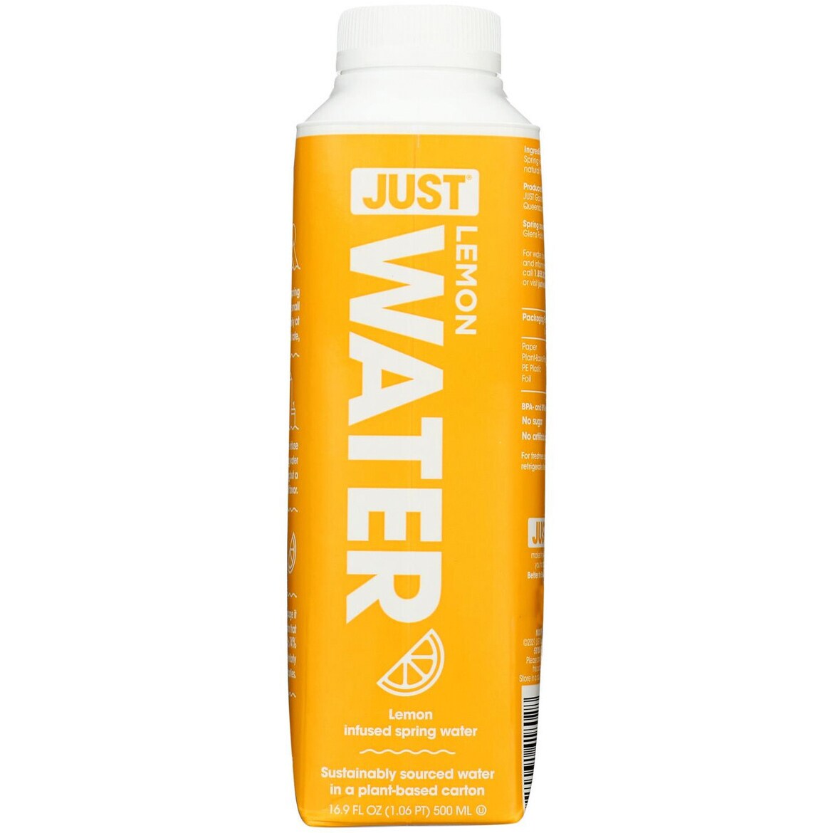 Just Flavored Infused Spring Water, Lemon, Carton