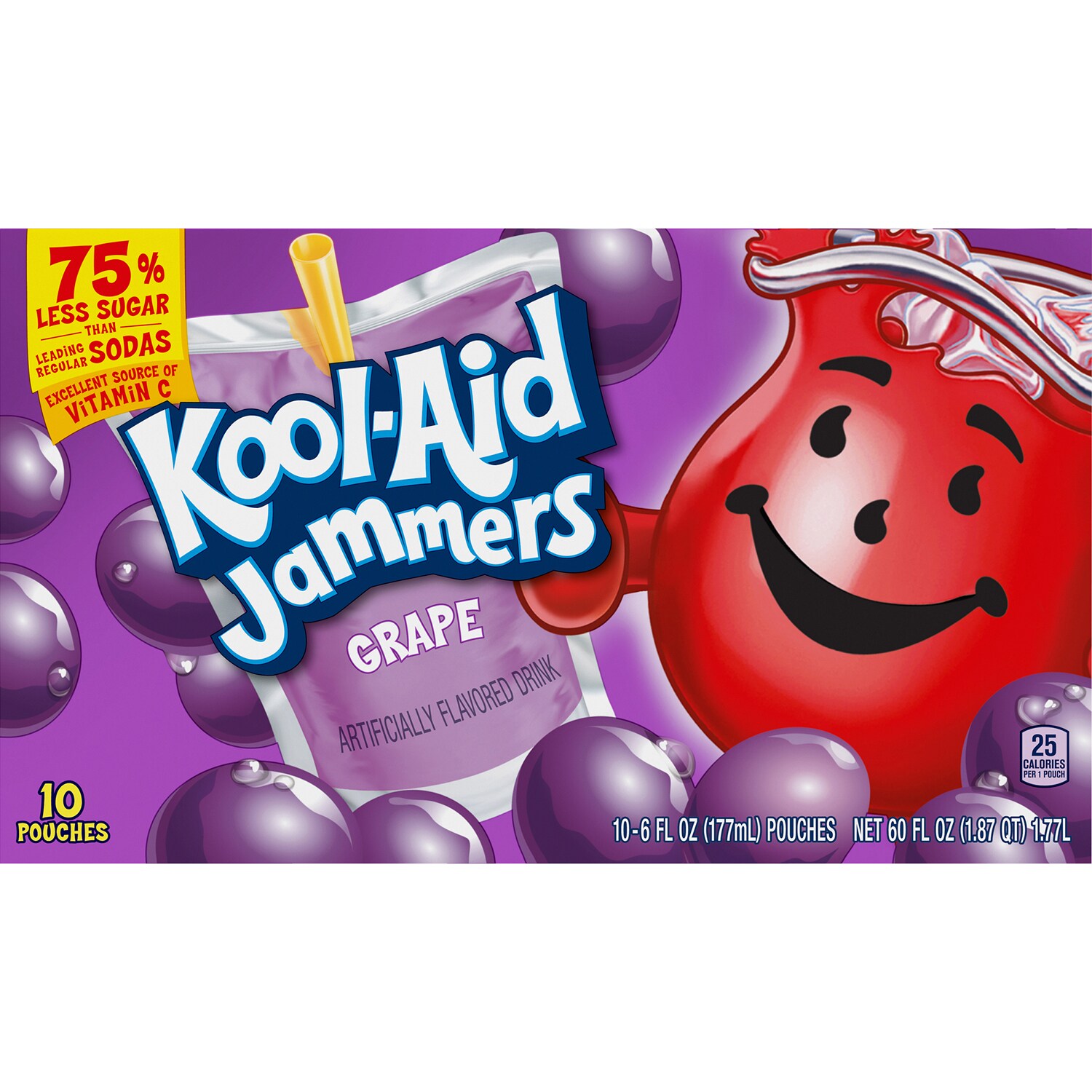 Kool-Aid Jammers Flavored Drink, Grape, Pouches