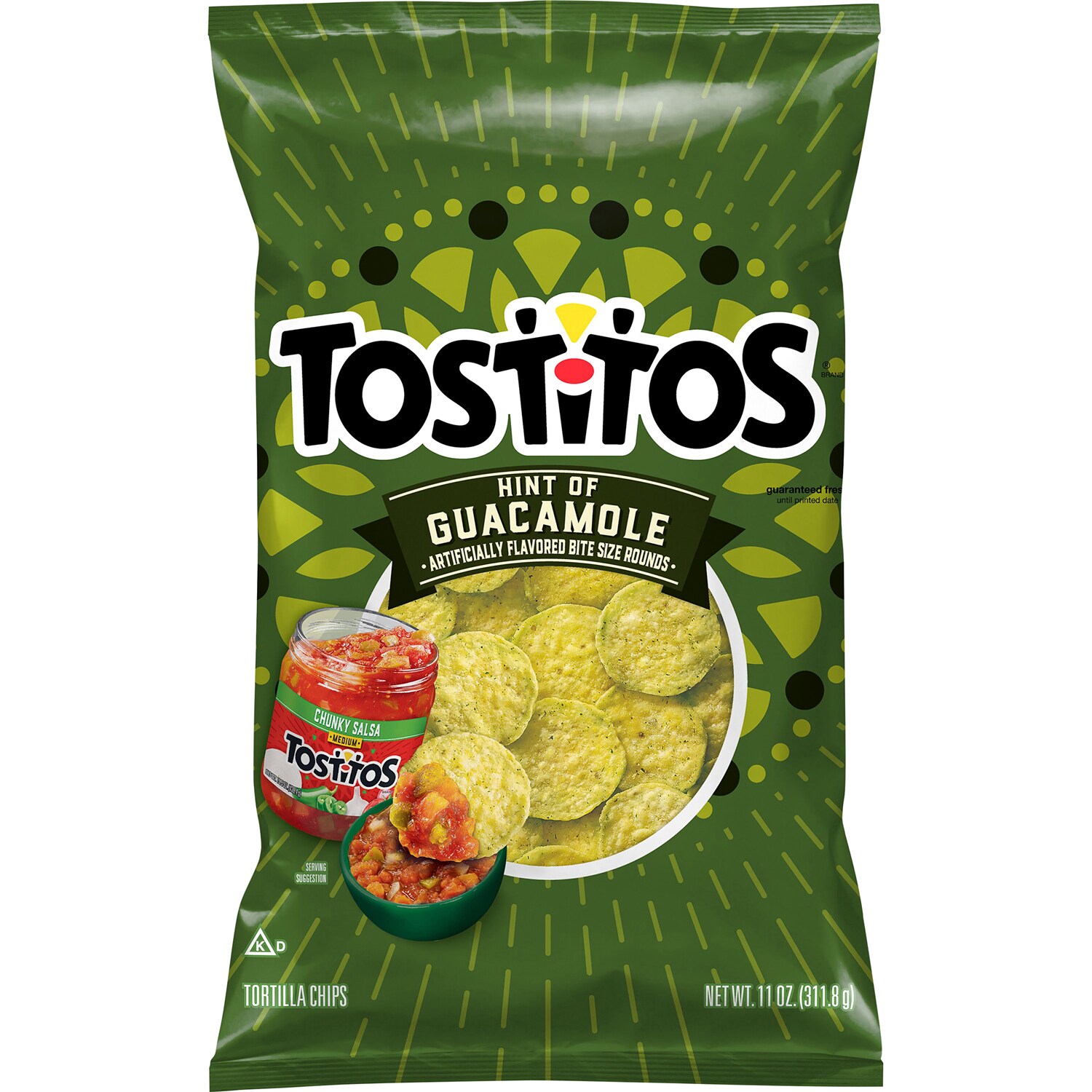 Tostitos Bite Size Rounds Tortilla Chips, Hint of Guacamole
