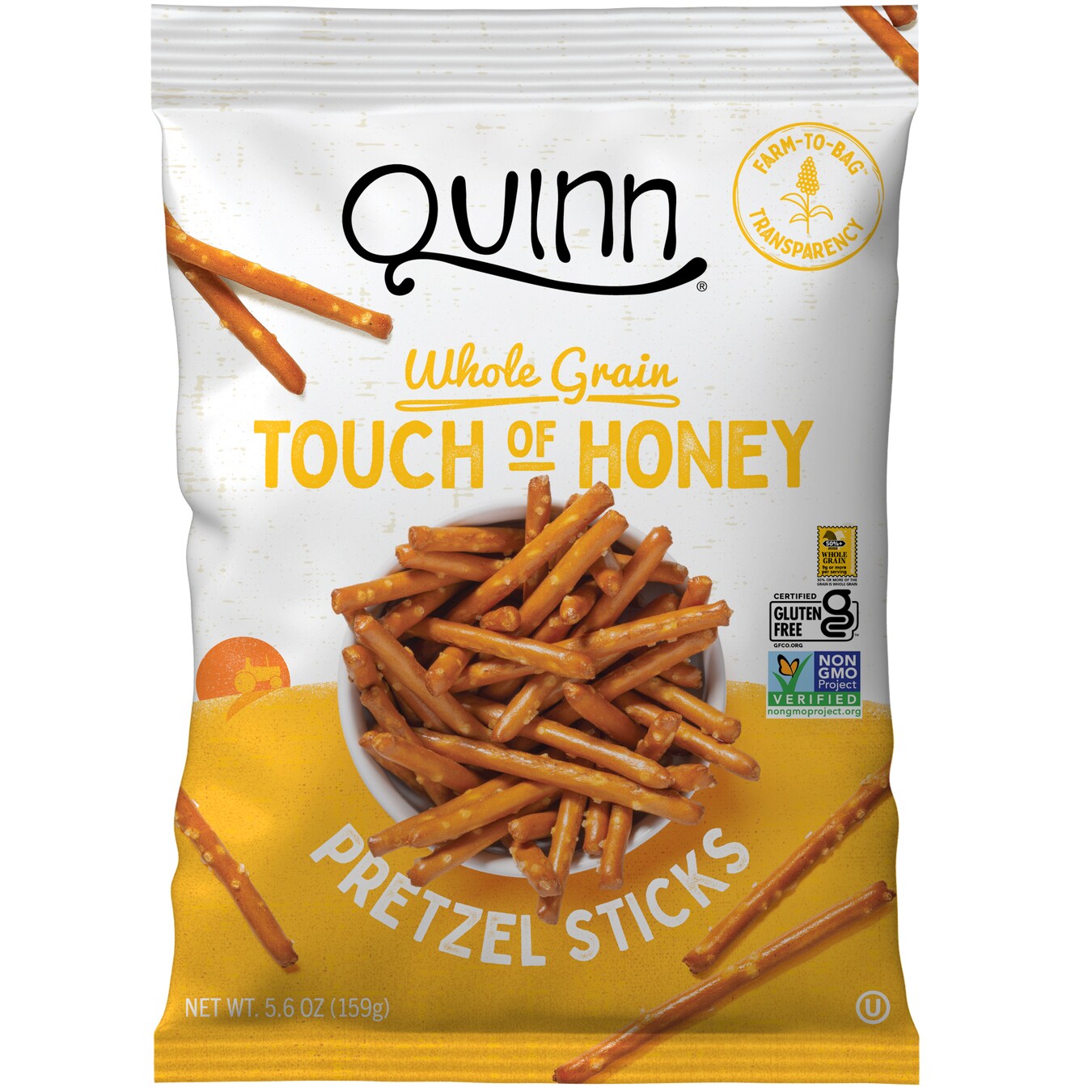 Quinn Whole Grain Pretzel Sticks, Touch of Honey