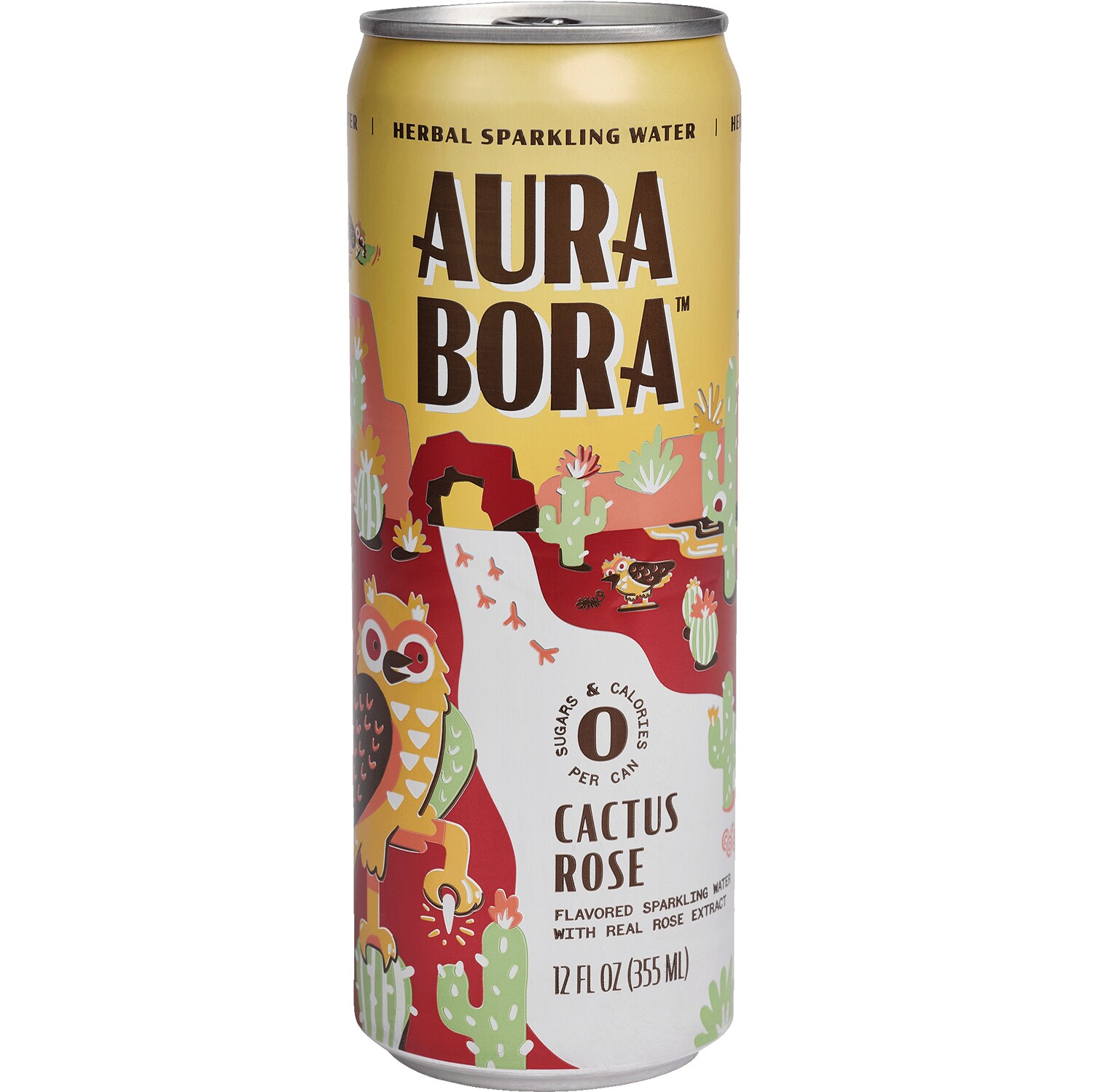Aura Bora Herbal Sparkling Water, Cactus Rose, Can