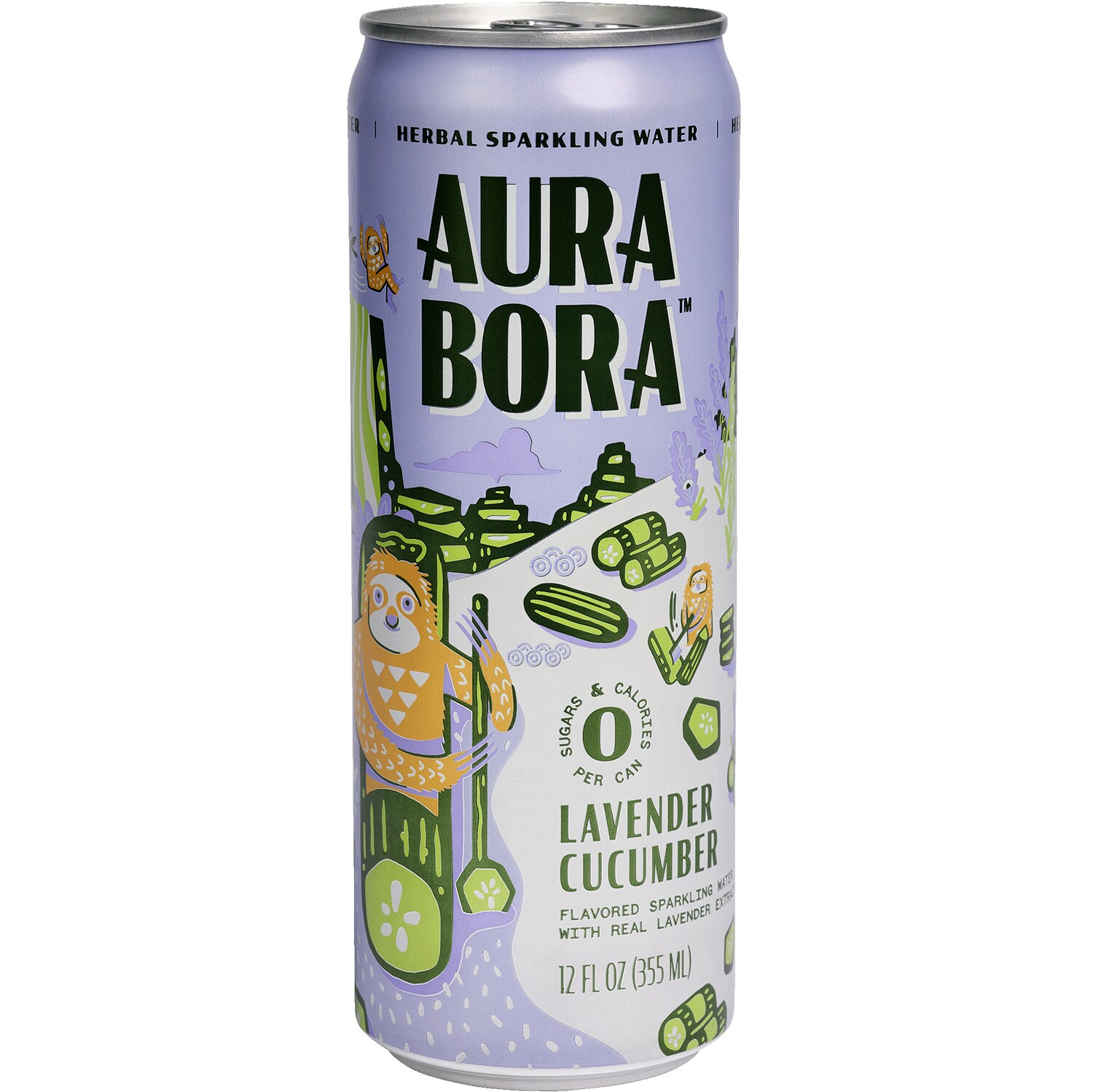 Aura Bora Herbal Sparkling Water, Lavender Cucumber, Can