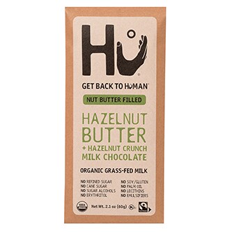 Hu Kitchen Organic Nut Butter Filled Bar, Hazelnut Butter Crunch Milk Chocolate