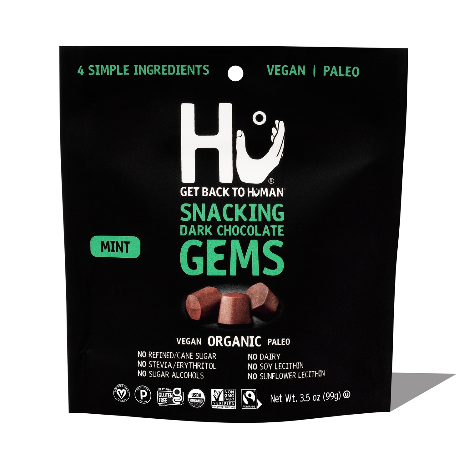 Hu Kitchen Organic Snacking Dark Chocolate Gems, Mint