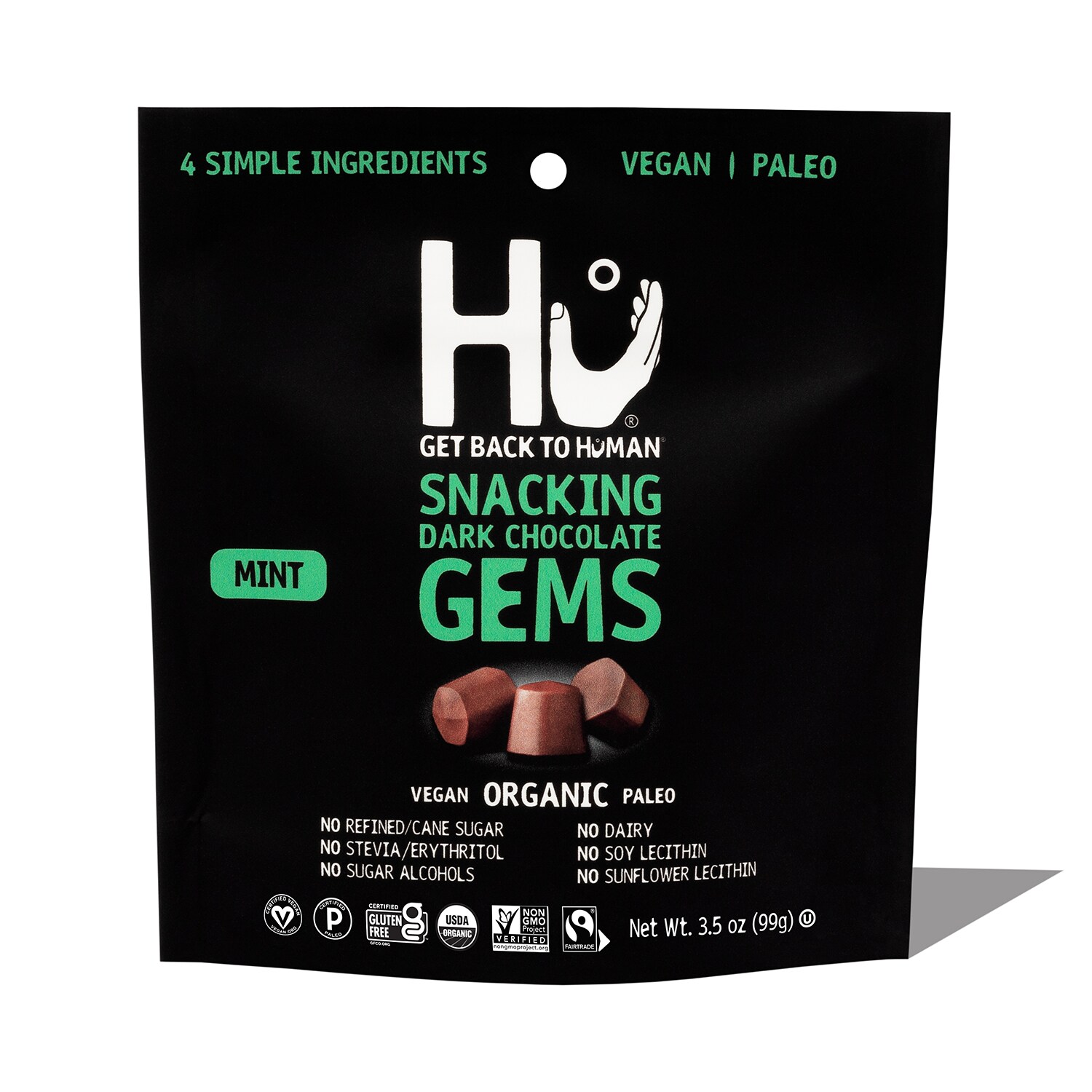 Hu Kitchen Organic Snacking Dark Chocolate Gems, Mint