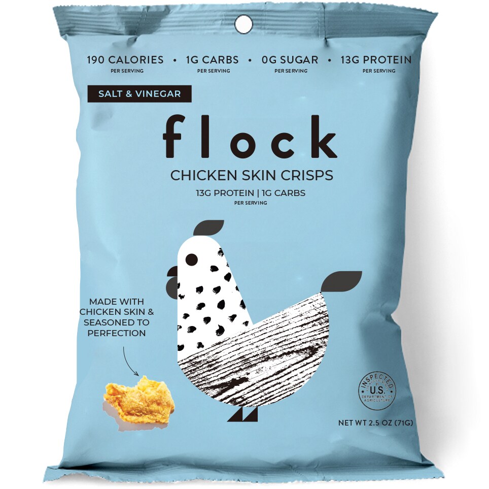 Flock Chicken Skin Crisps, Salt & Vinegar