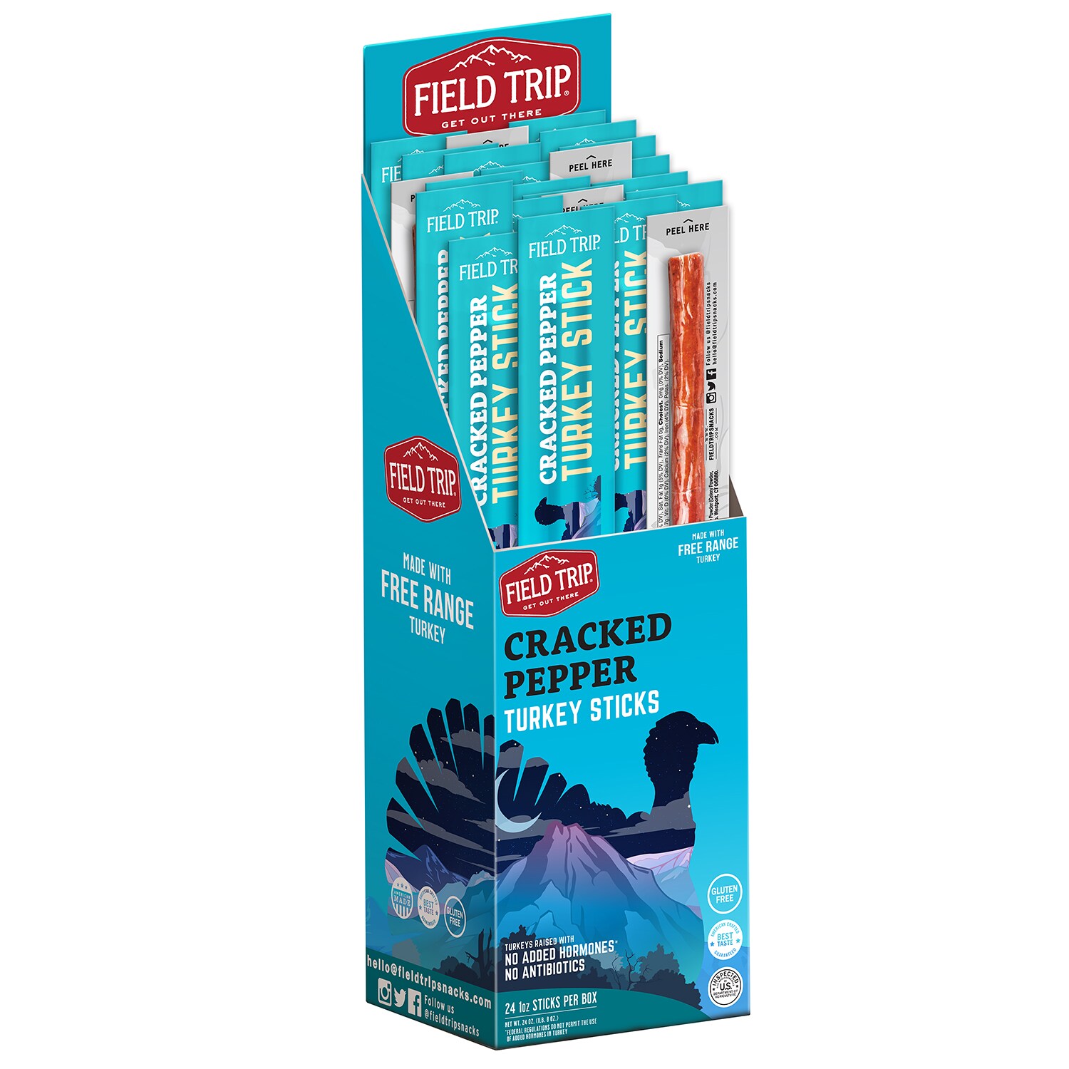 Field Trip Turkey Sticks, Cracked Pepper, Case