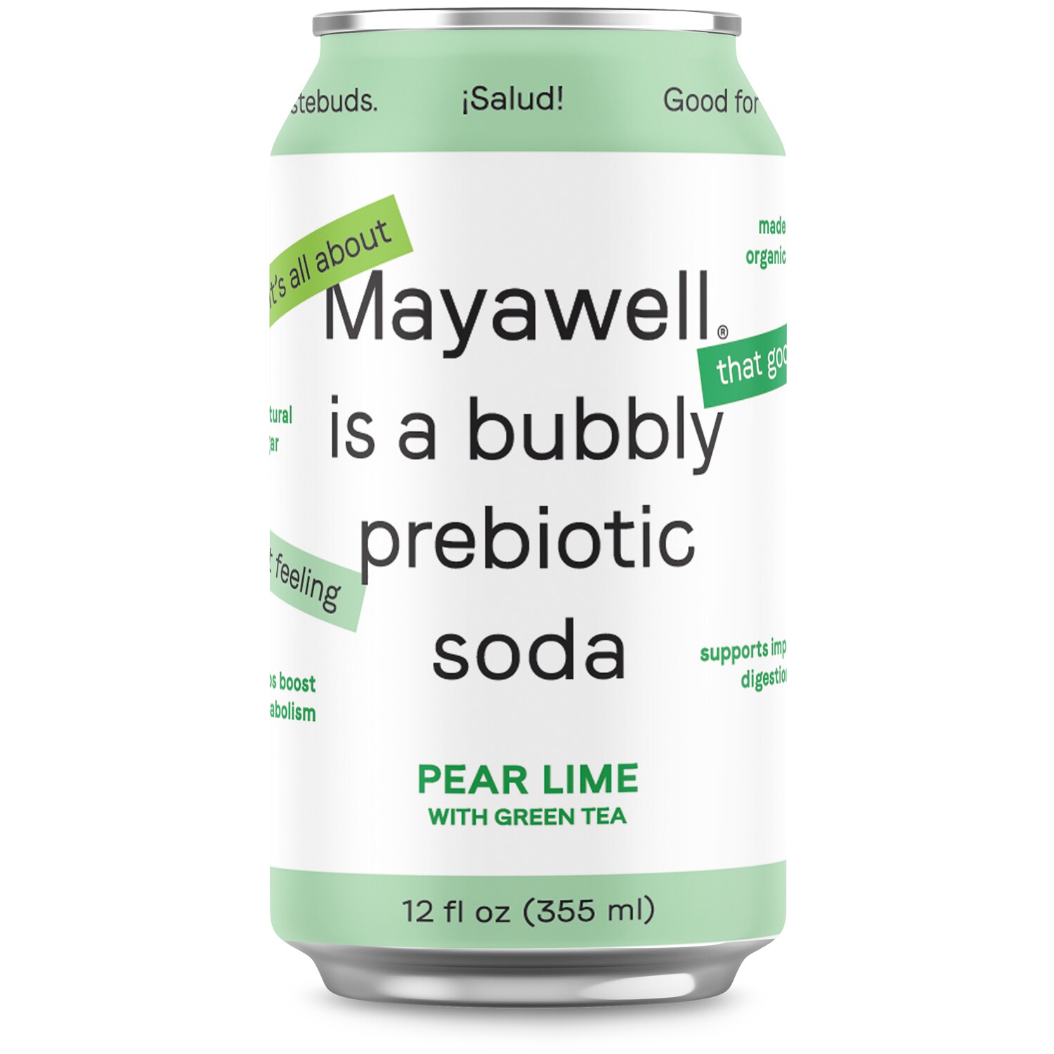 Mayawell Bubbly Prebiotic Soda, Pear Lime, Can