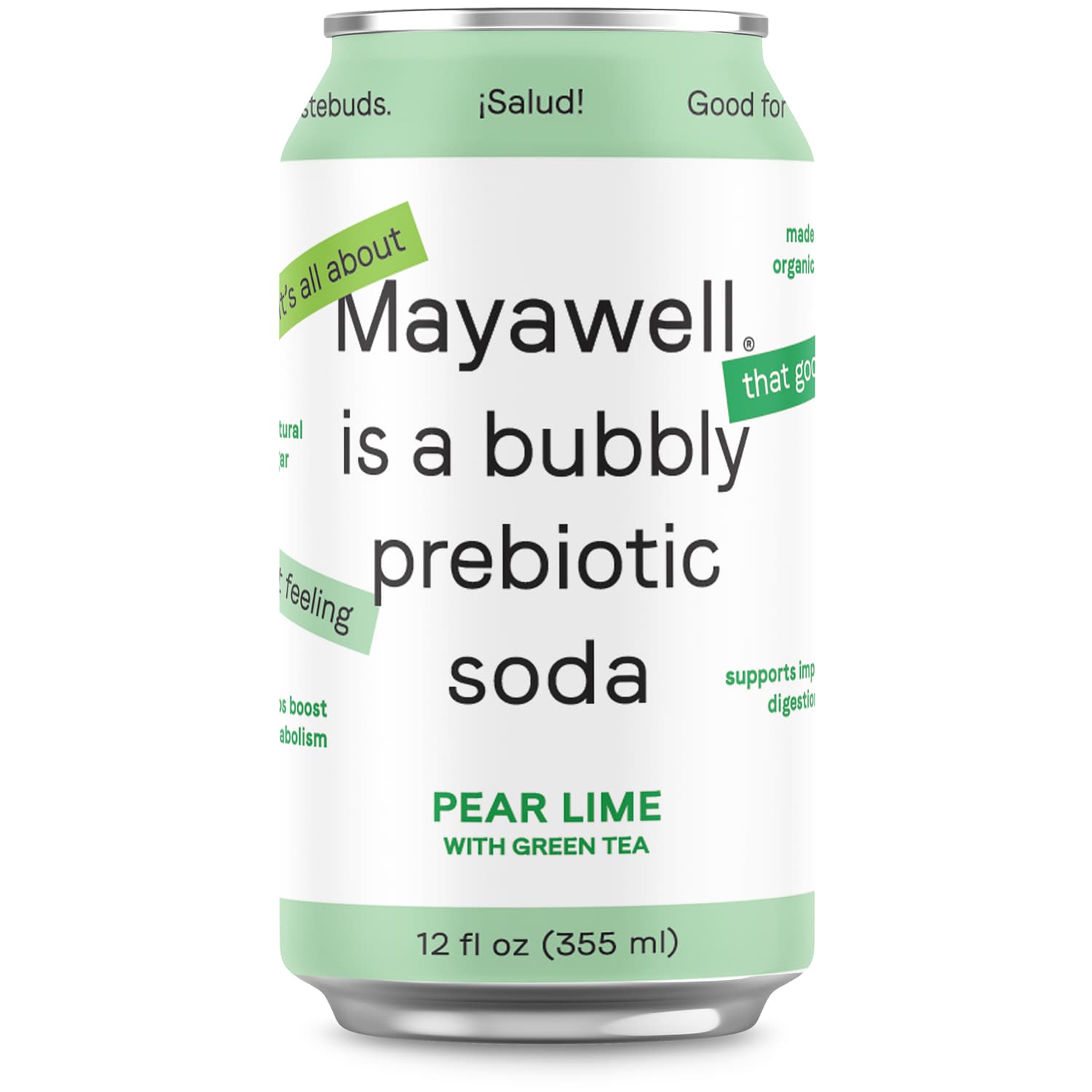 Mayawell Bubbly Prebiotic Soda, Pear Lime, Can